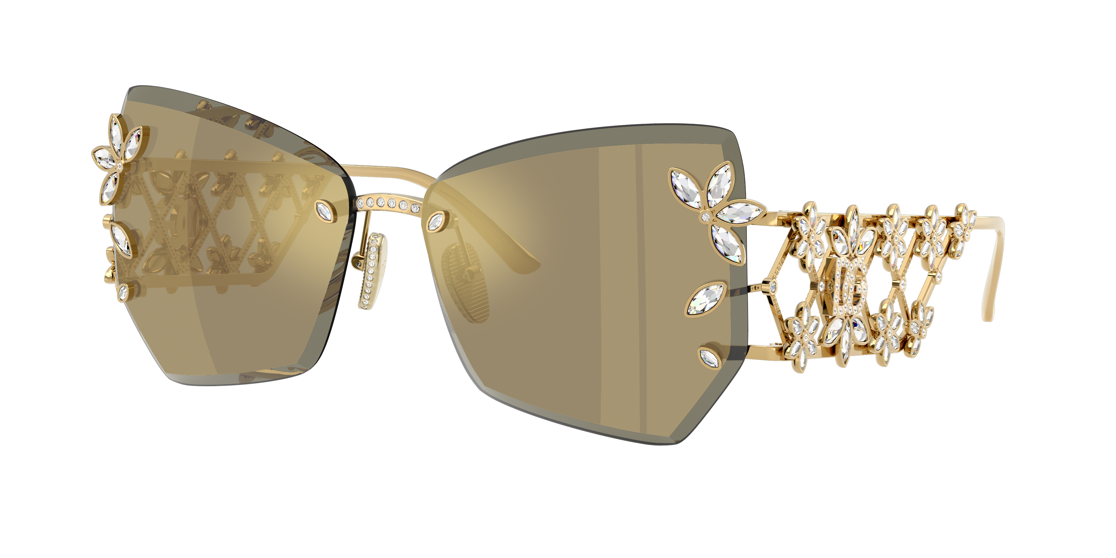 Dolce&Gabbana Woman Sunglass DG2337B -  Frame color: Yellow Gold Plated, Lens color: Clear Mirror Real Yellow Gold
