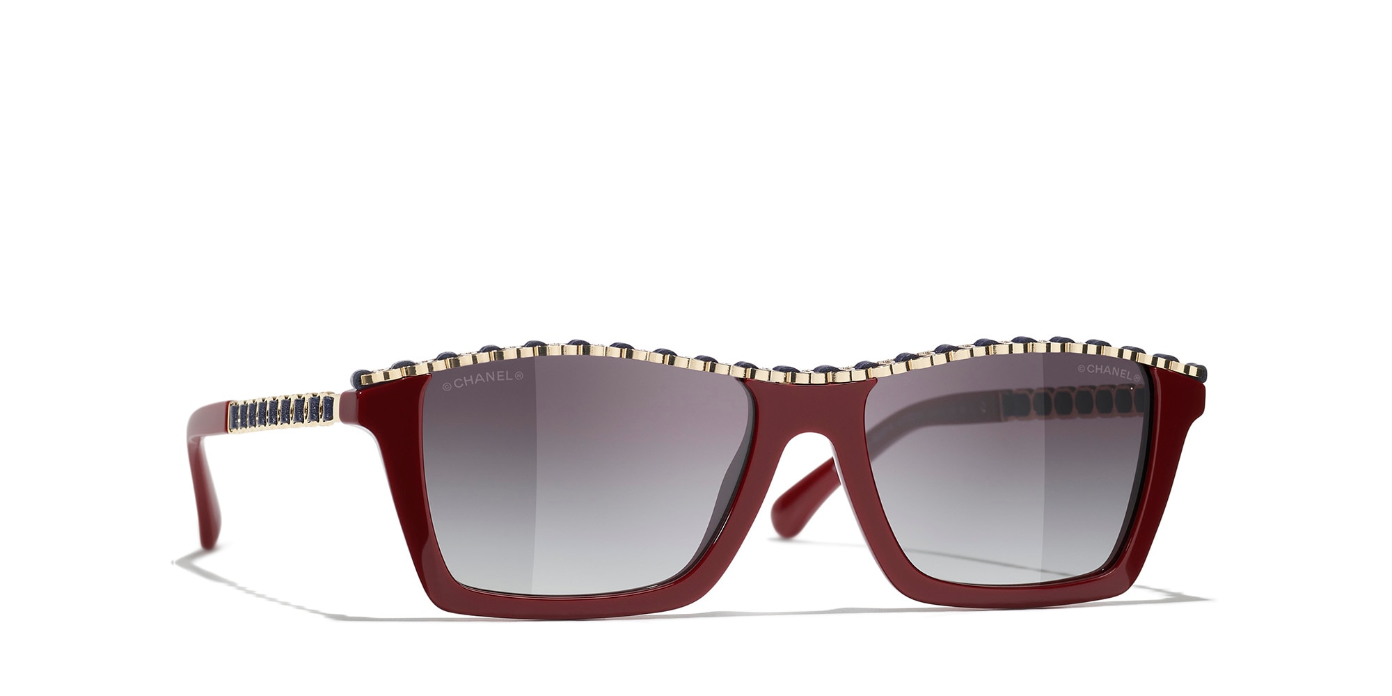 Chanel Woman Sunglass Rectangle Sunglasses CH5548Q -  Frame color: Burgundy, Lens color: Grey