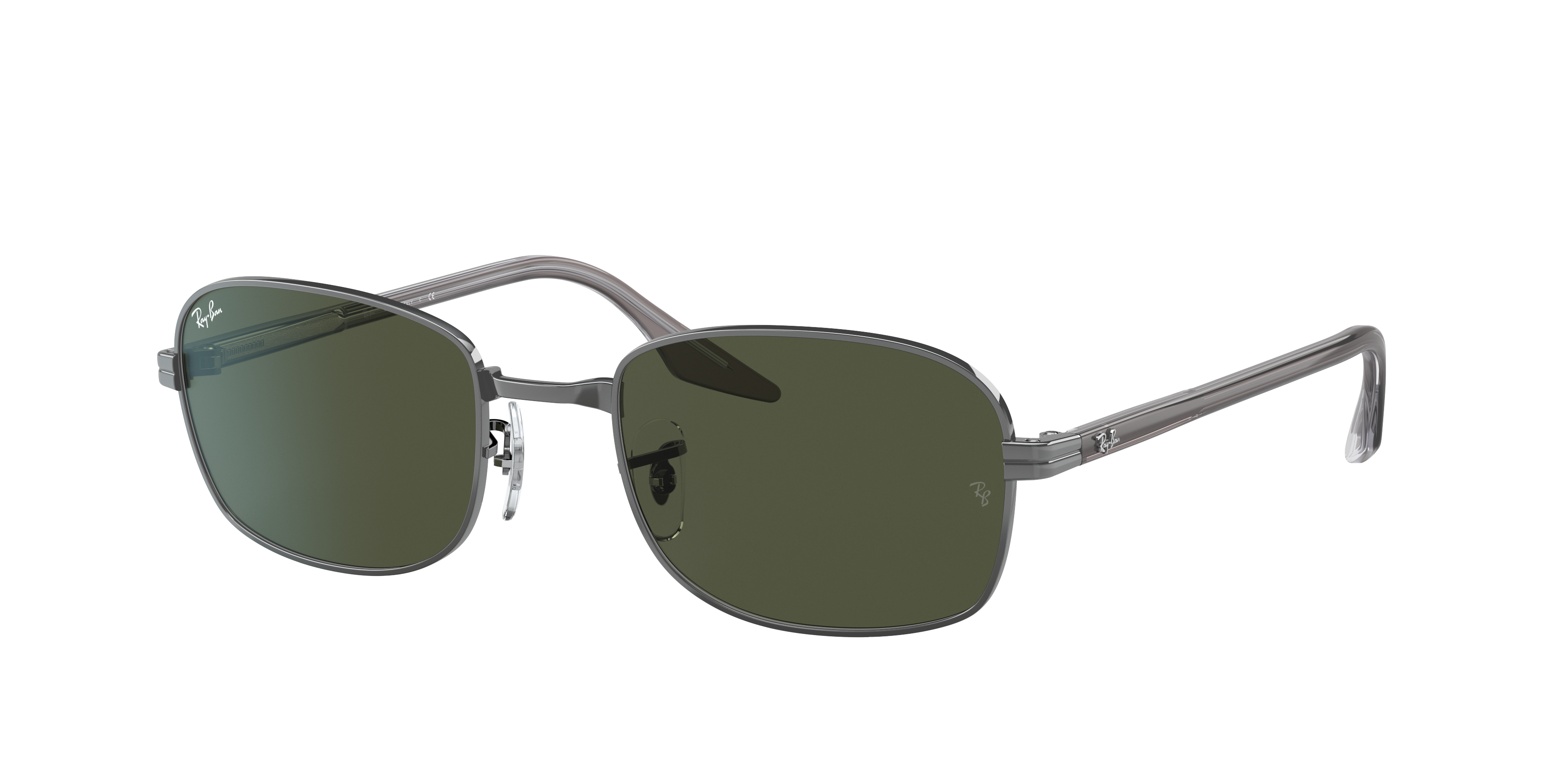 Ray Ban Rb3690 Sunglasses Grey On Transparent Frame Green Lenses 51-21 In Green