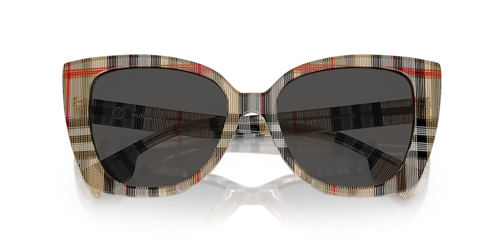 BURBERRY BE4393 Meryl Vintage Check - Women Luxury Sunglasses, Dark Grey Lens