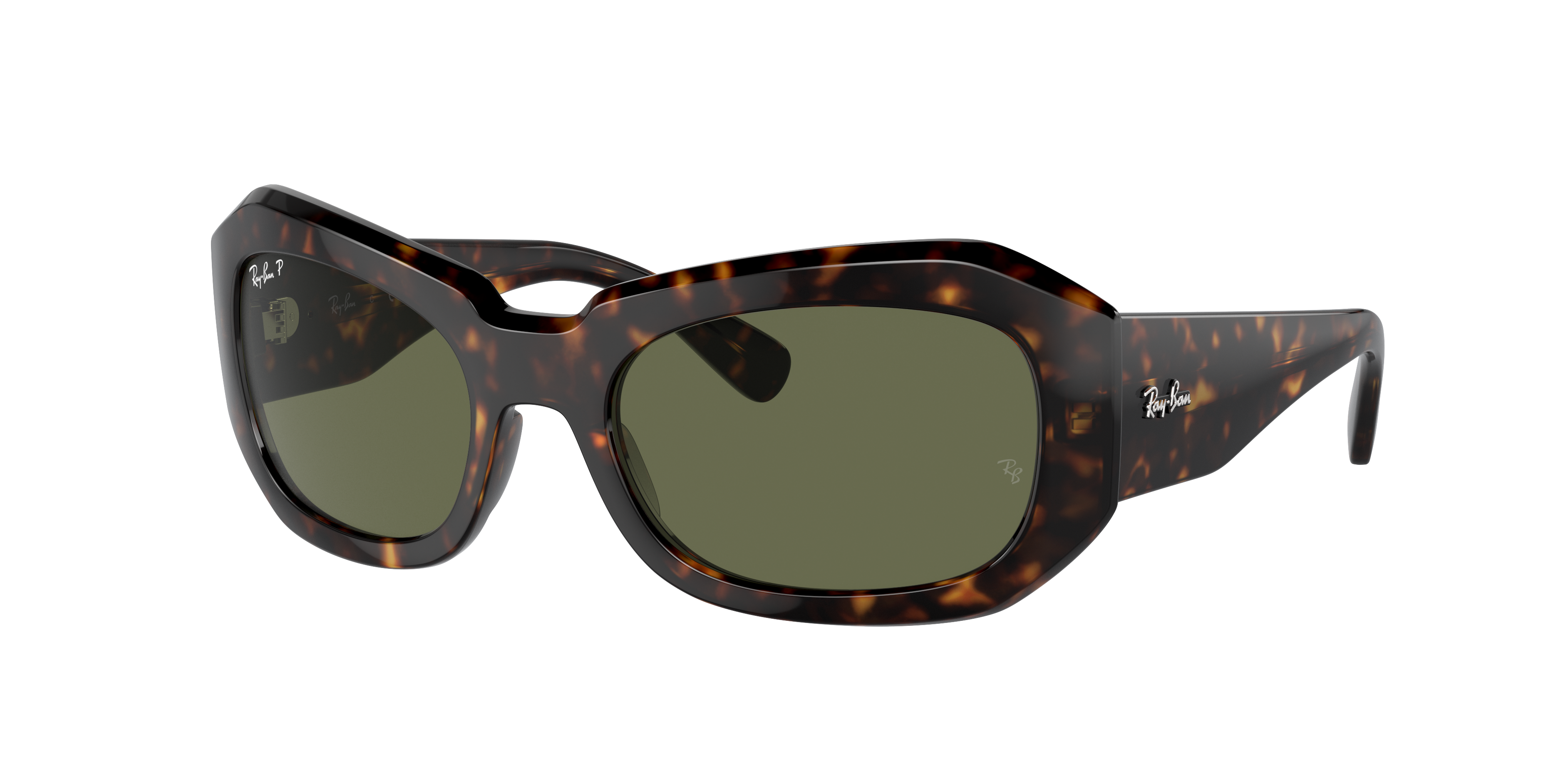 Ray-Ban Unisex Sunglass Beate -  Frame color: Havana, Lens color: Green Polarized