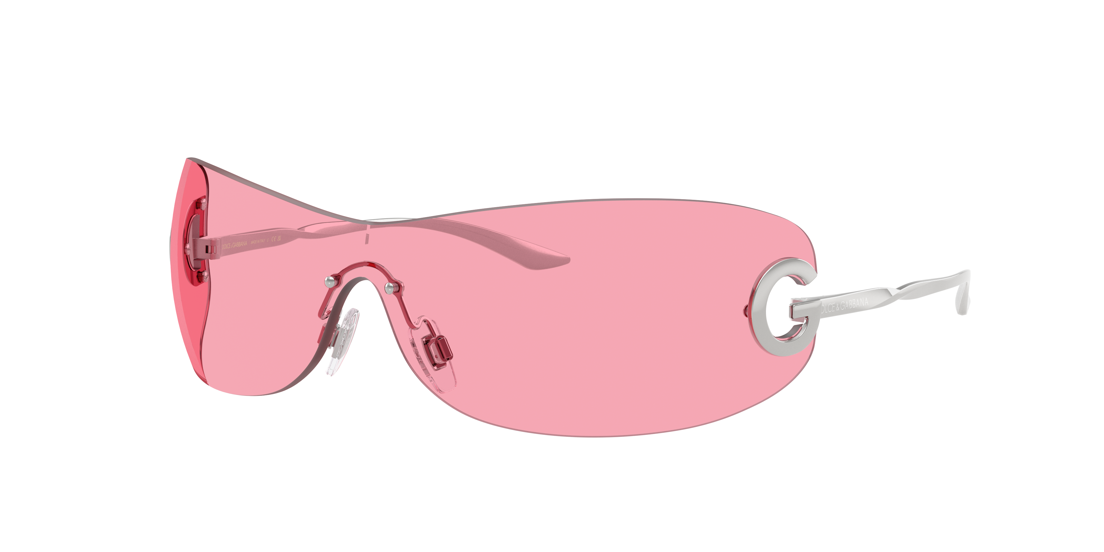 Dolce & Gabbana Womens Dg2308 Shield-frame Metal Sunglasses Silver In Pink