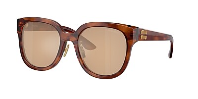 Miu Miu MU 01ZS 55 Orange Mirror Internal Silver & Striped Tobacco 