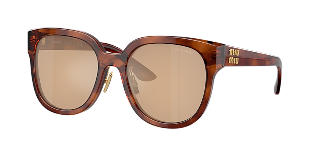 Miu Miu MU 01ZS 55 Orange Mirror Internal Silver & Striped Tobacco  