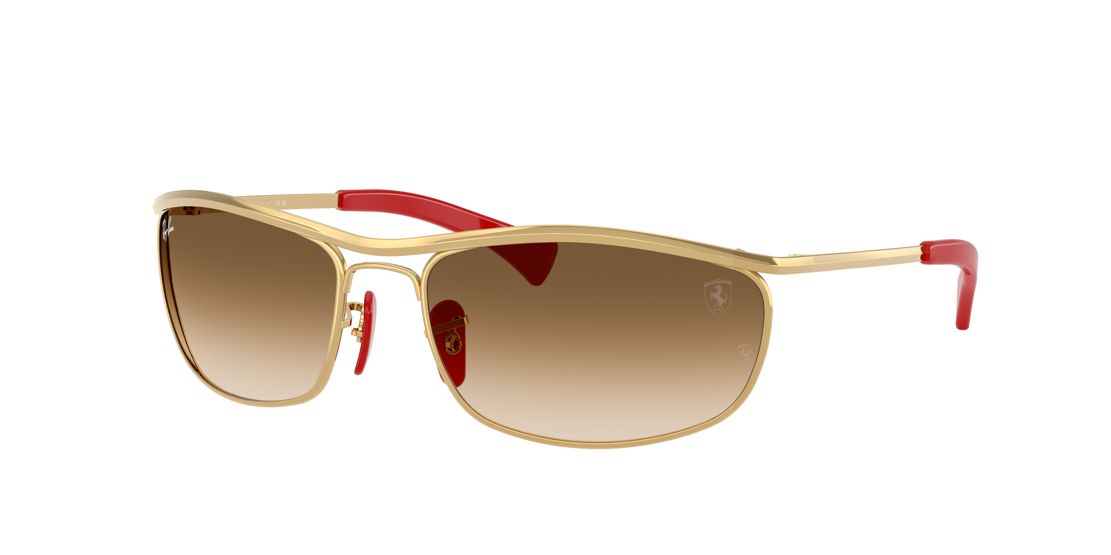 Ray-Ban Unisex Sunglass RB3819M Scuderia Ferrari Collection -  Frame color: Gold, Lens color: Brown