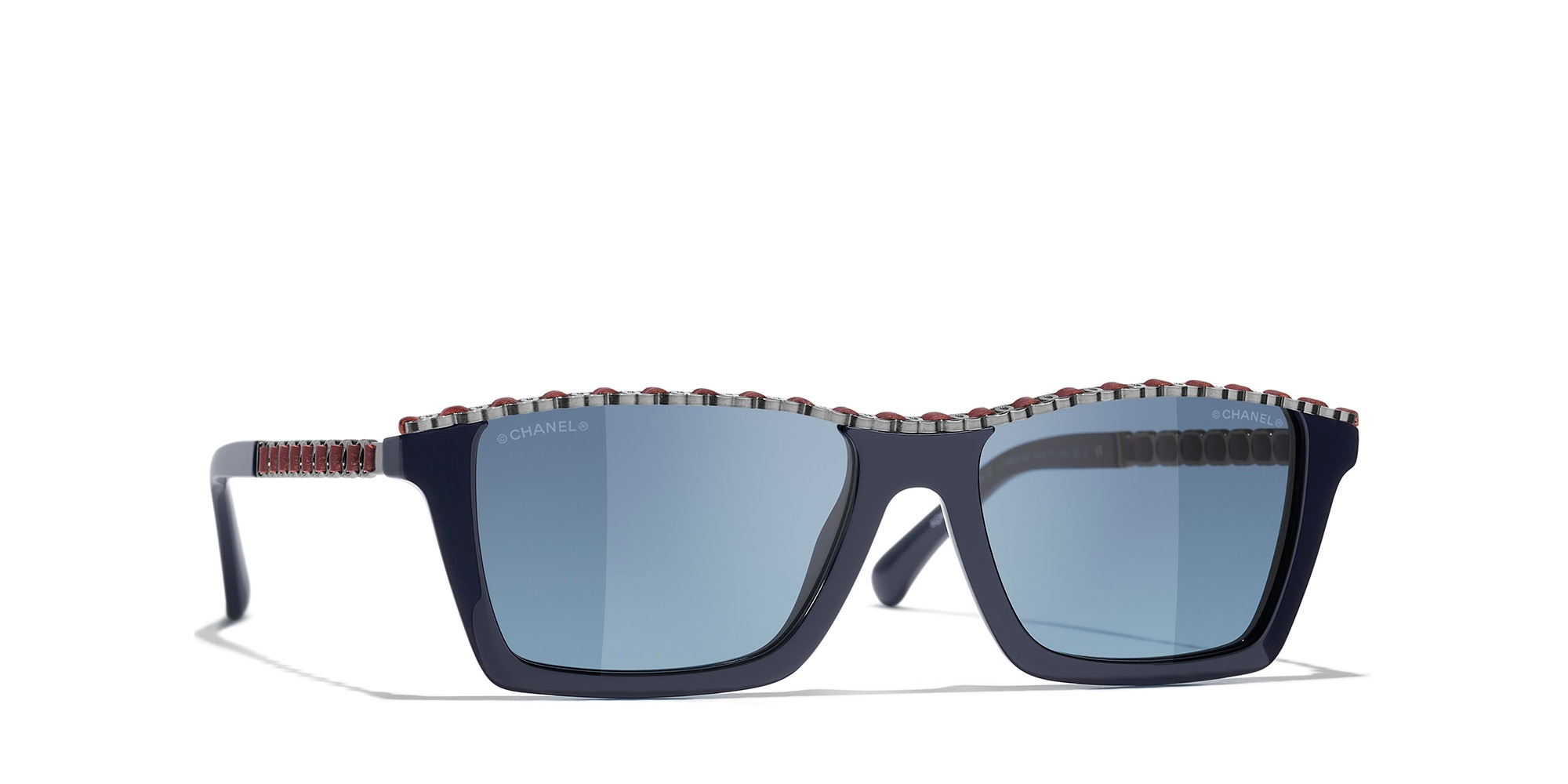 Chanel Woman Sunglass Rectangle Sunglasses CH5548Q -  Frame color: Blue Vendome, Lens color: Blue