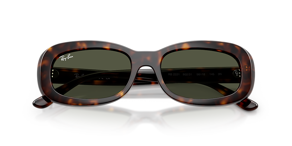 Ray-Ban Women\'s Sunglasses: RB2221 Ray-Ban RB2221 L (56 - 18) with Green lenses and Black frame  main image 4