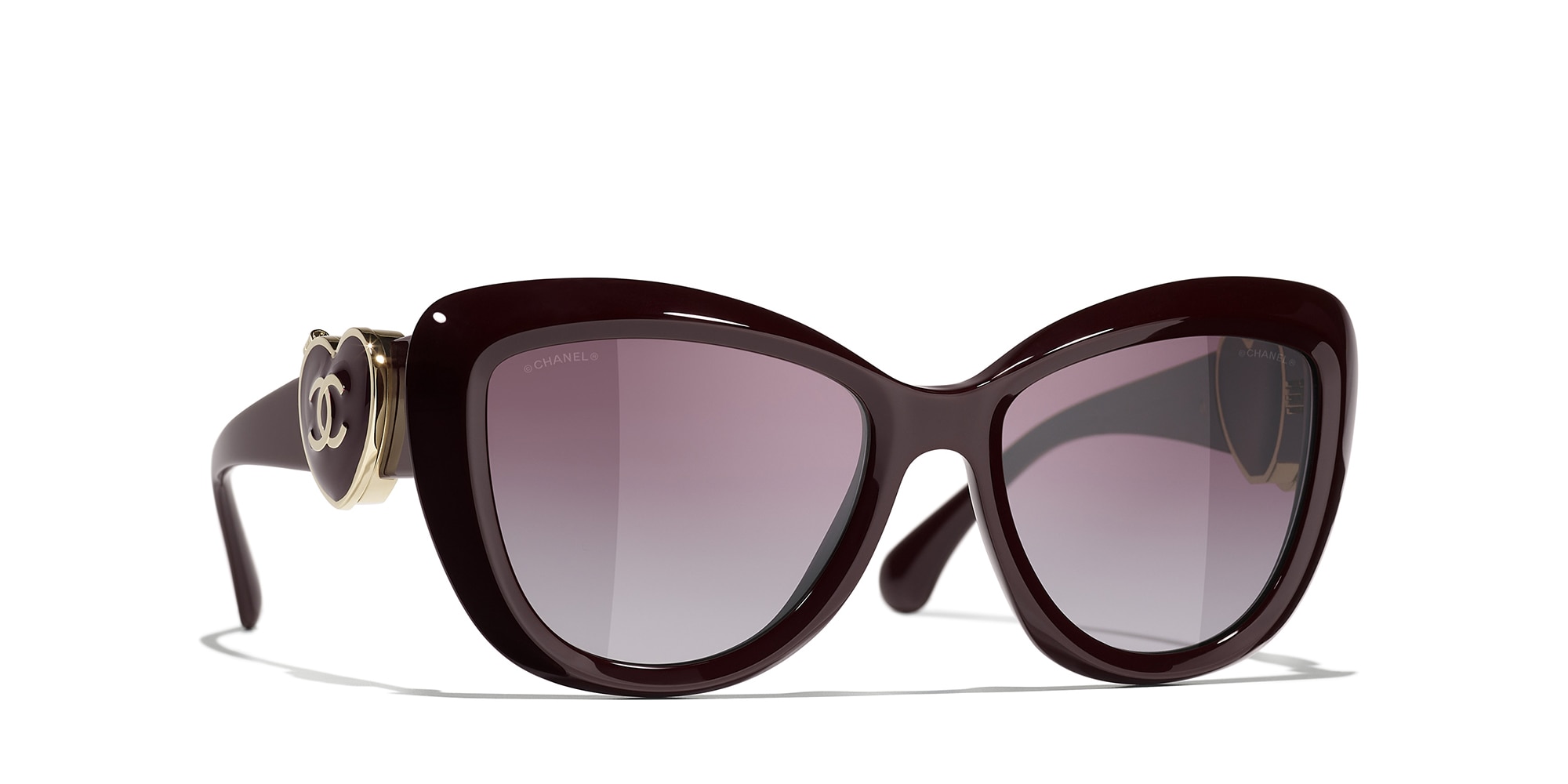 Chanel Woman Sunglass Butterfly Sunglasses CH5517 -  Frame color: Burgundy, Lens color: Burgundy