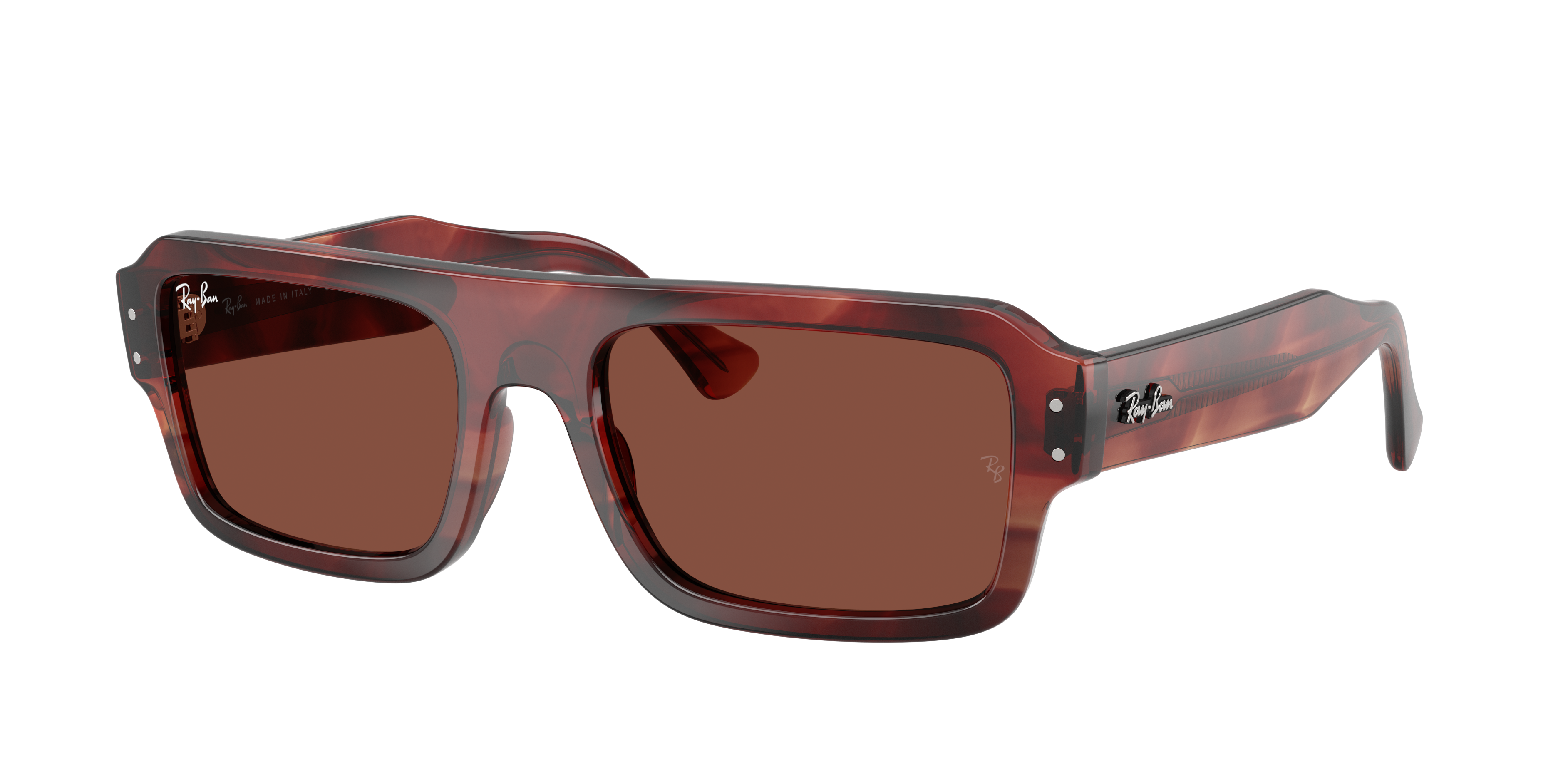 Ray-Ban Unisex Sunglass Flacko Bio-Based -  Frame color: Havana Red, Lens color: Red