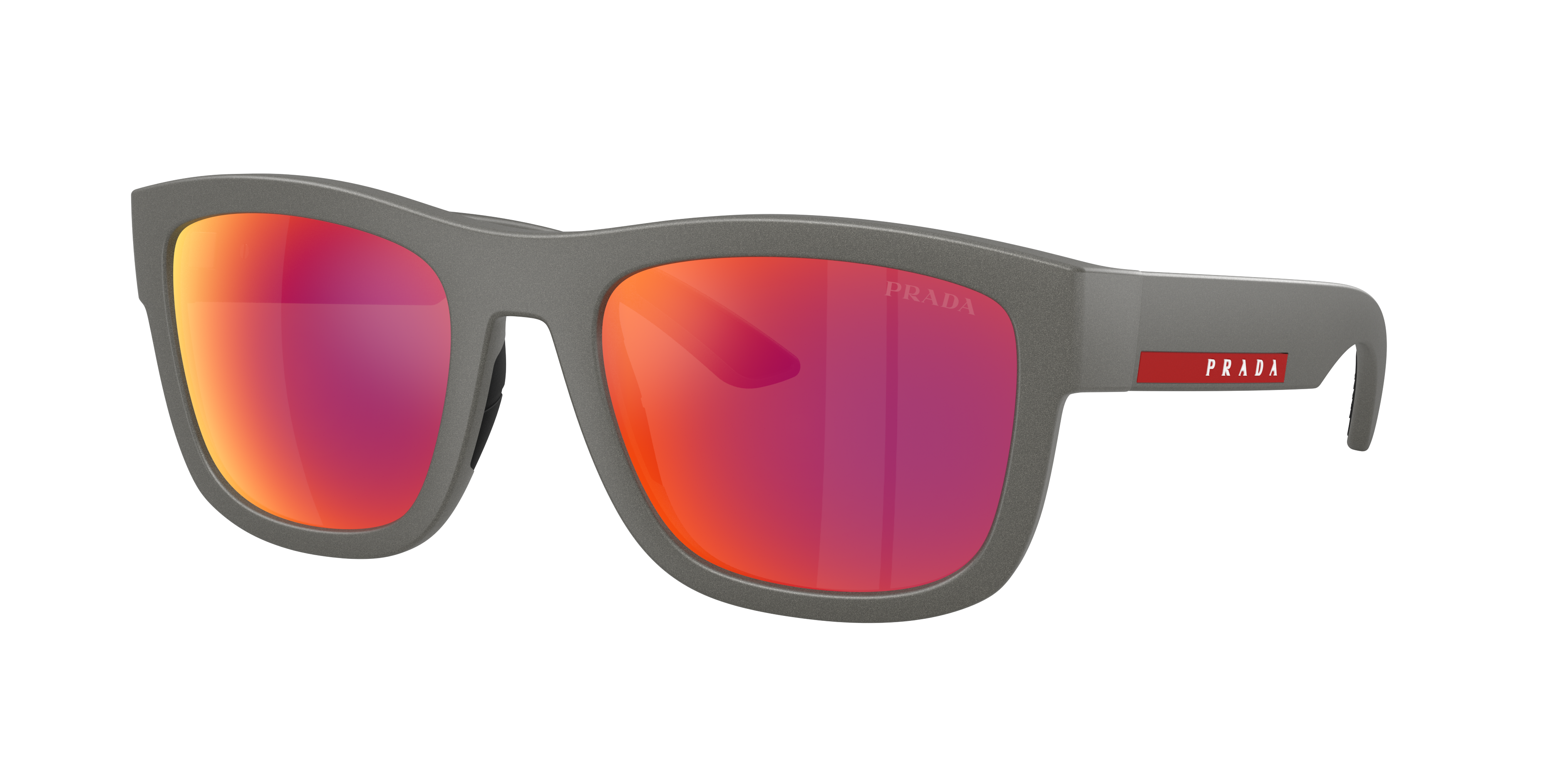 Prada Linea Rossa Man Sunglass PS 01ZS - Frame color: Silver Grey, Lens color: Brown Mirror Orange Prada Linea Rossa Man Sunglass PS 01ZS - Frame color: Silver Grey, Lens color: Brown Mirror Orange