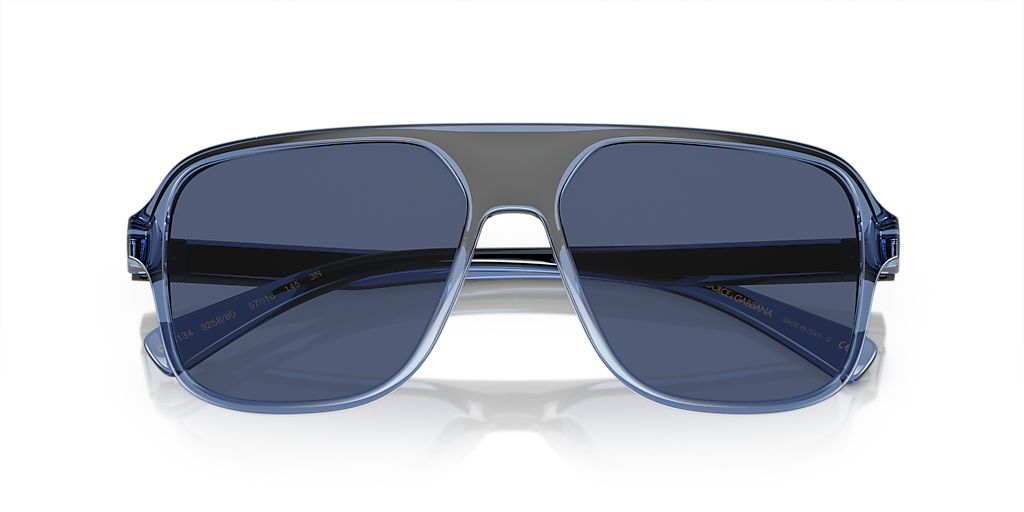 DOLCE&GABBANA DG6134 Transparent Blue/Black - Men Luxury Sunglasses, Dark Blue Lens