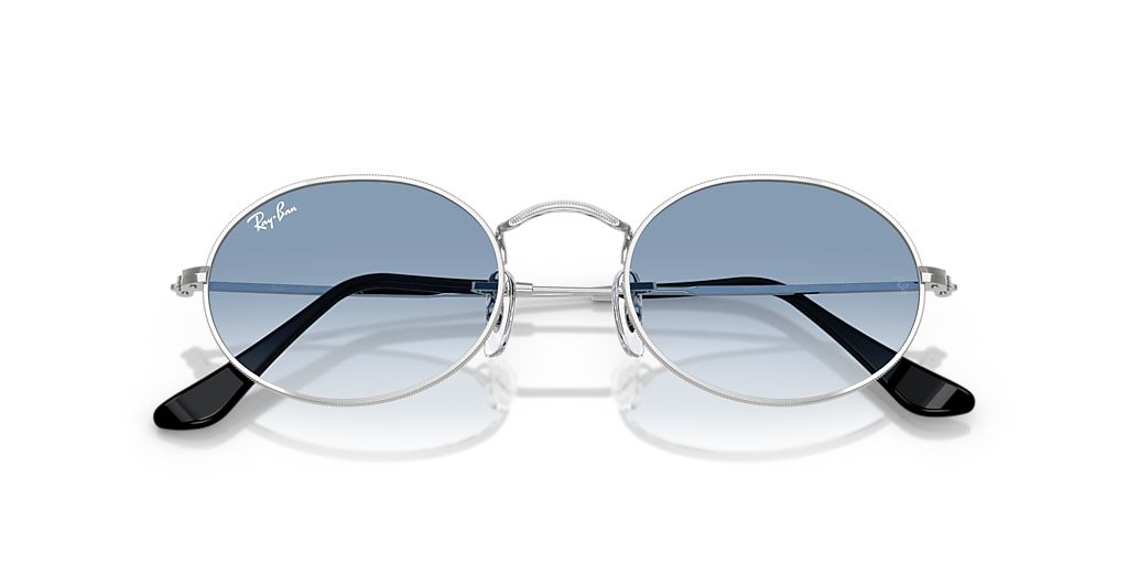 Ray-Ban Oval Metal M (51 - 21) with Blue lenses and Silver frame
