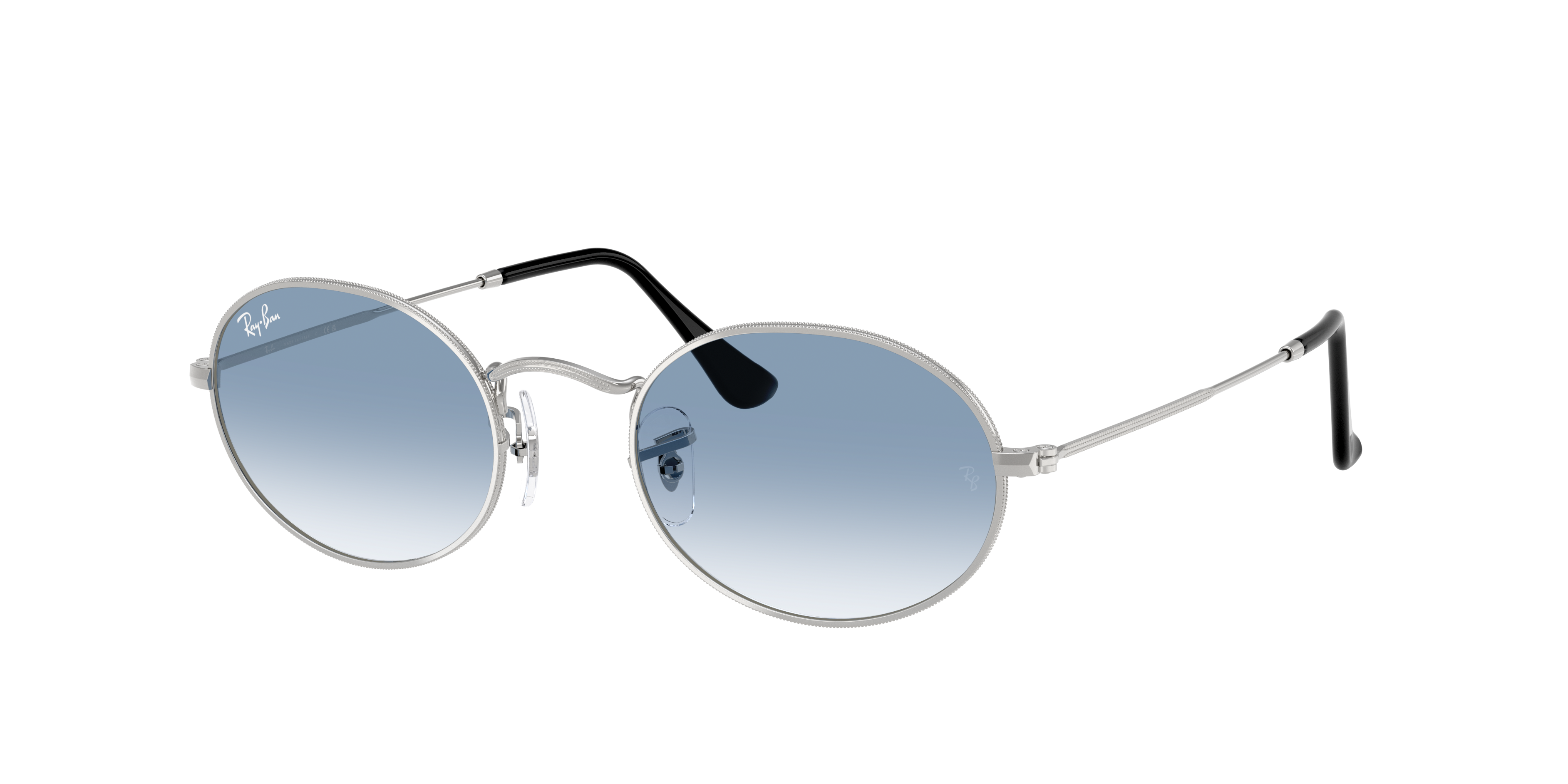 Ray-Ban Unisex Sunglass Oval Metal -  Frame color: Silver, Lens color: Clear Gradient Blue