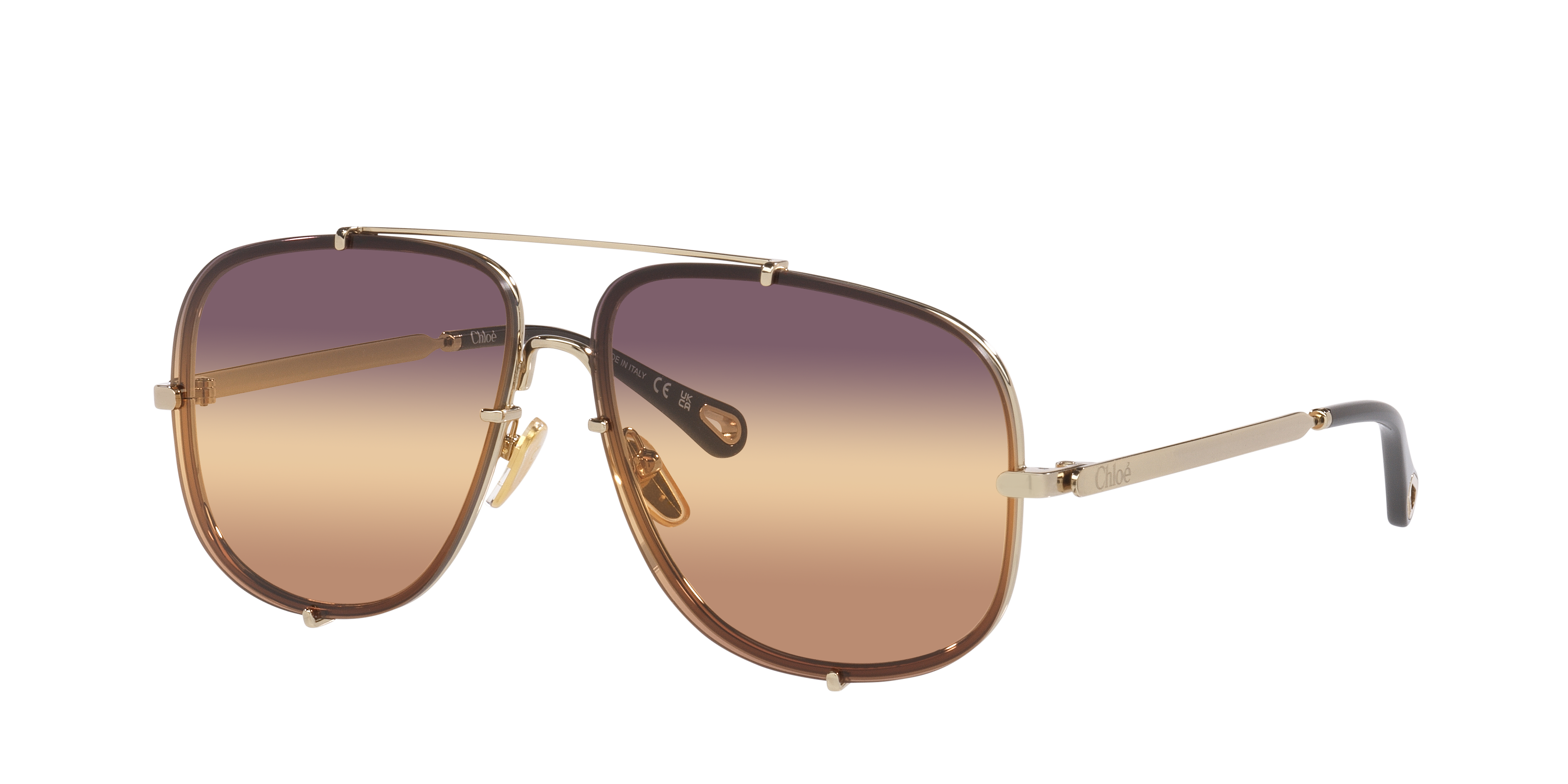 Chloé Woman Sunglass CH0348S -  Frame color: Gold, Lens color: Pink Gradient