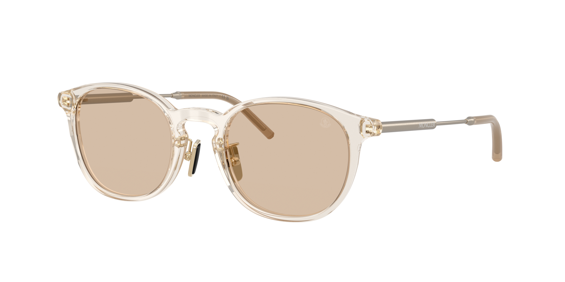 Moncler Unisex Sunglass ME6011D BARBB -  Frame color: Transparent Shiny Butter, Lens color: Solid Light Brown