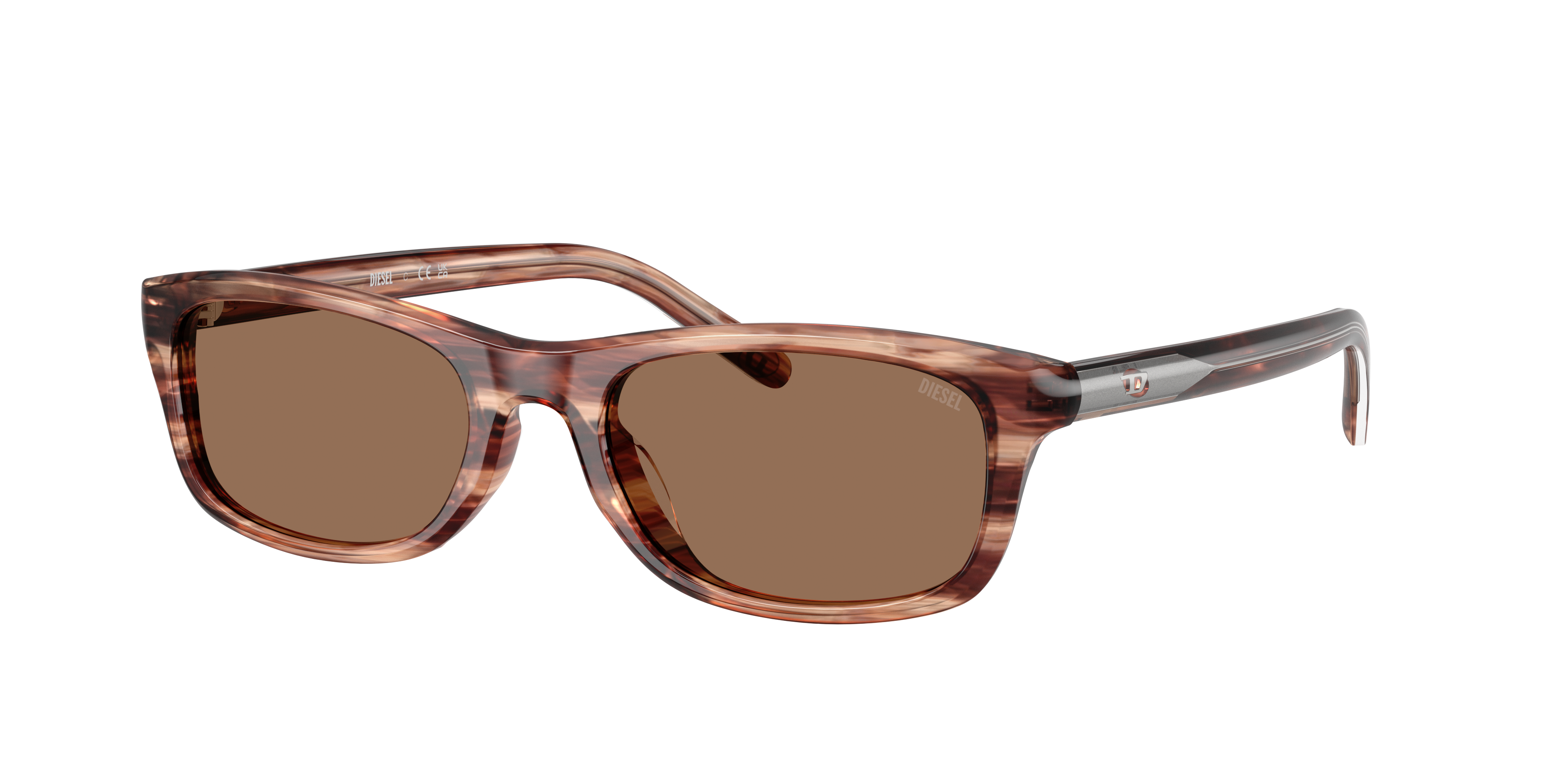 Diesel Unisex Sunglass DL2018U -  Frame color: Striated Brown, Lens color: Dark Brown
