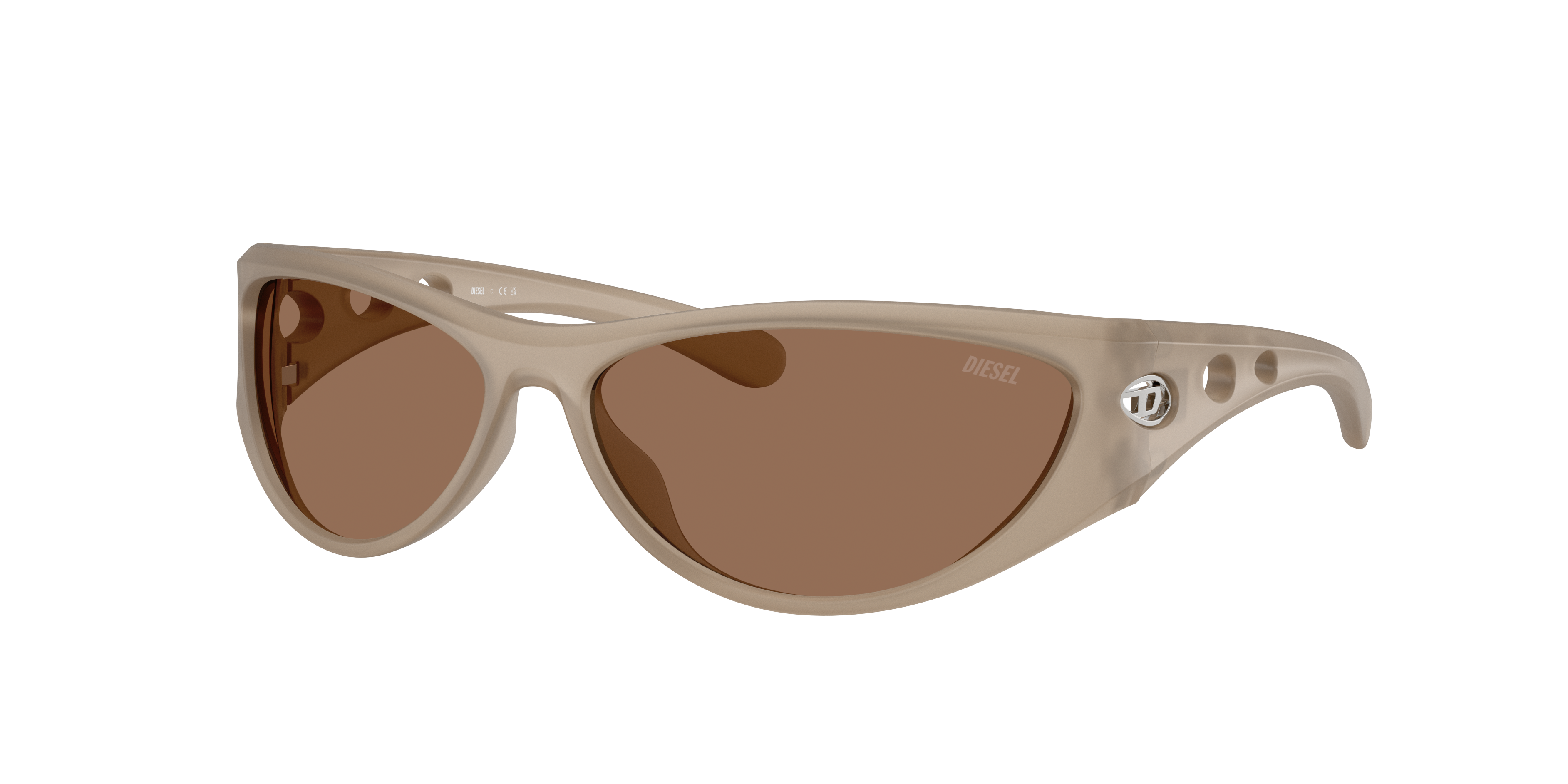 Diesel Unisex Sunglass DL3004U -  Frame color: Opalescent Transparent Grey, Lens color: Dark Brown