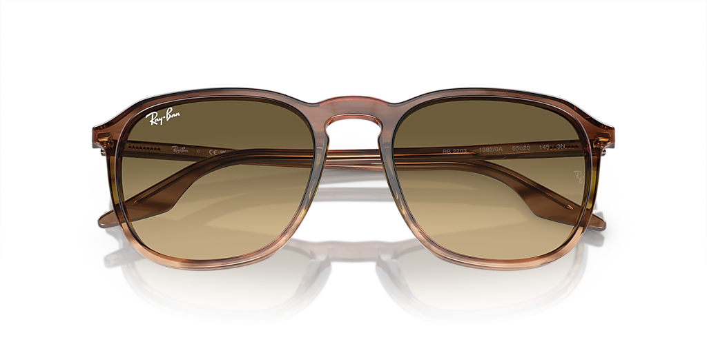 RAY-BAN RB2203 Striped Brown & Green - Unisex Sunglasses, Brown Black Lens