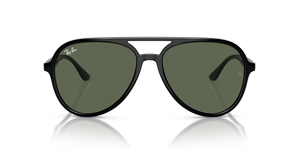 RAY-BAN RB4376 Black - Unisex Sunglasses, Dark Green Lens
