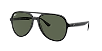 RAY-BAN RB4376 Black - Unisex Sunglasses, Dark Green Lens
