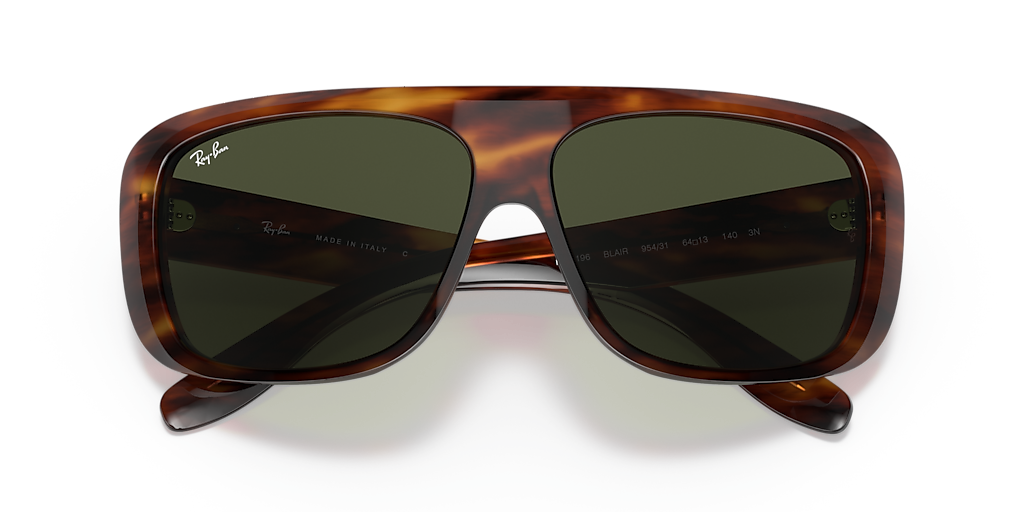 RAY-BAN RB2196 Blair Striped Havana - Unisex Sunglasses, G-15 Green Lens