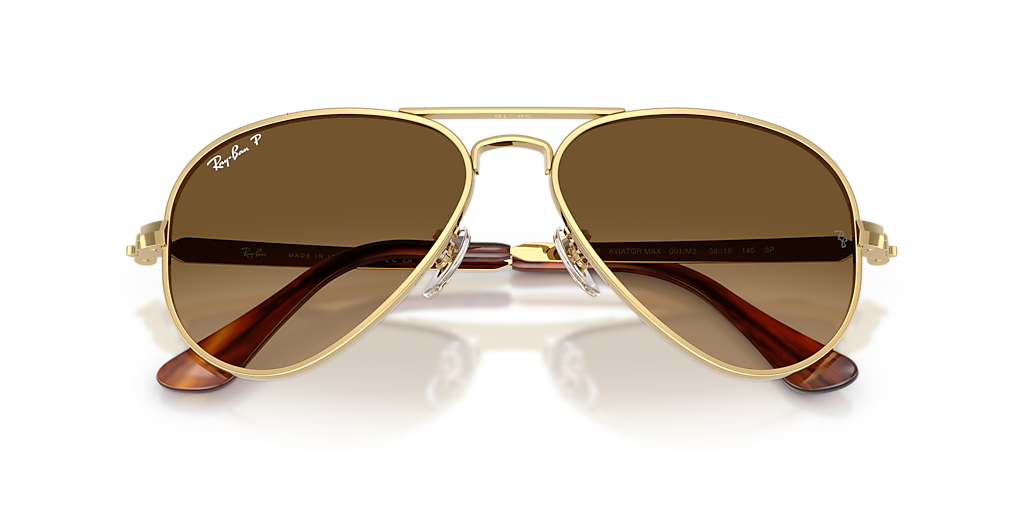 RAY-BAN RB3925 Aviator Max Gold - Unisex Sunglasses, Grey Gradient Polar Lens