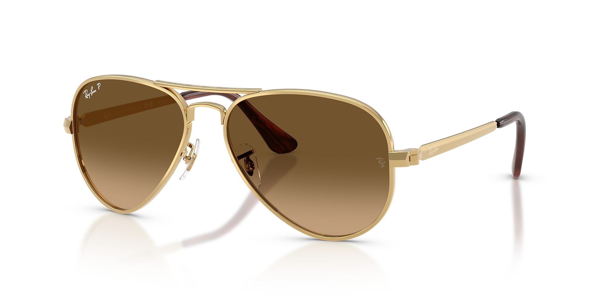RAY-BAN RB3925 Aviator Max Gold - Unisex Sunglasses, Grey Gradient Polar Lens