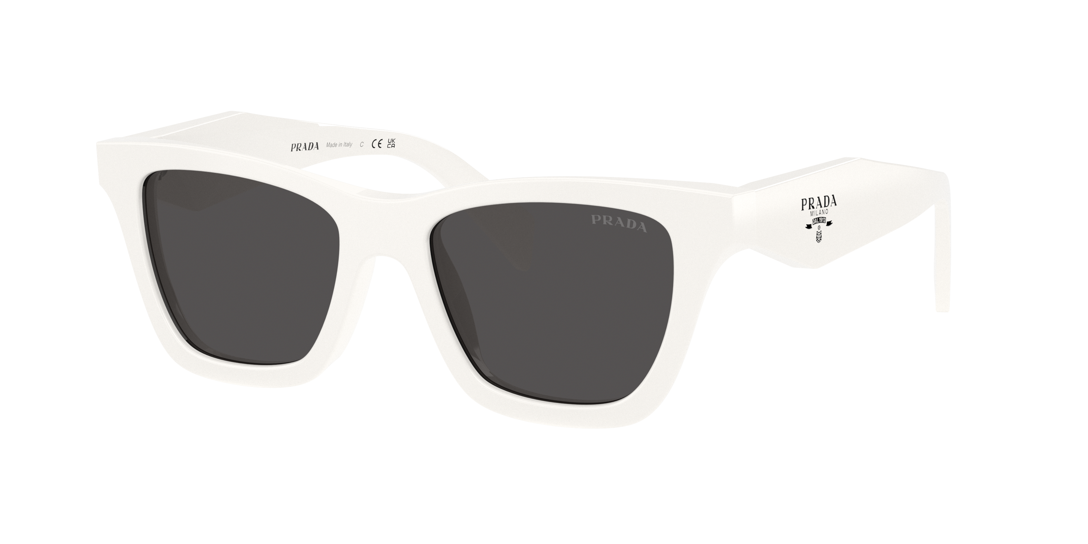 Prada Woman Sunglass PR C07S -  Frame color: Talc, Lens color: Dark Grey