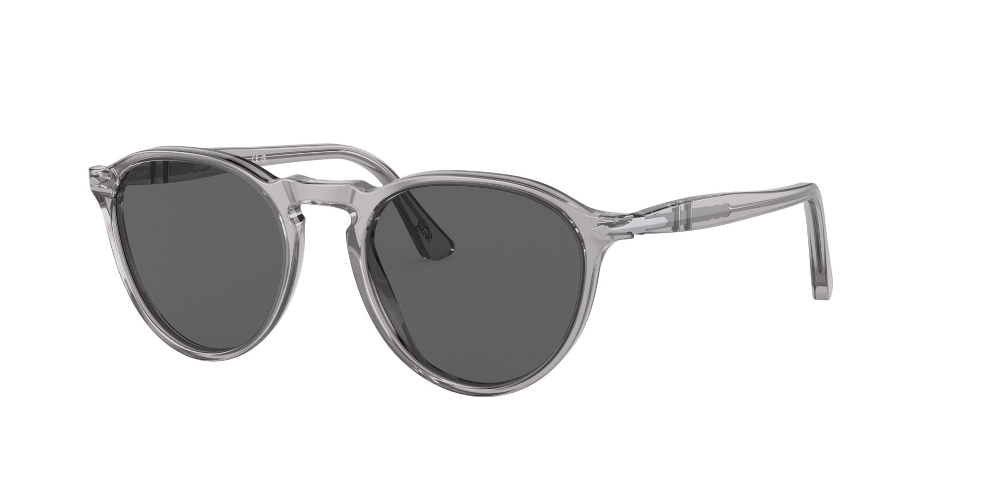 Persol Unisex Sunglass PO3286S - Frame color: Transparent Grey, Lens color: Dark Grey