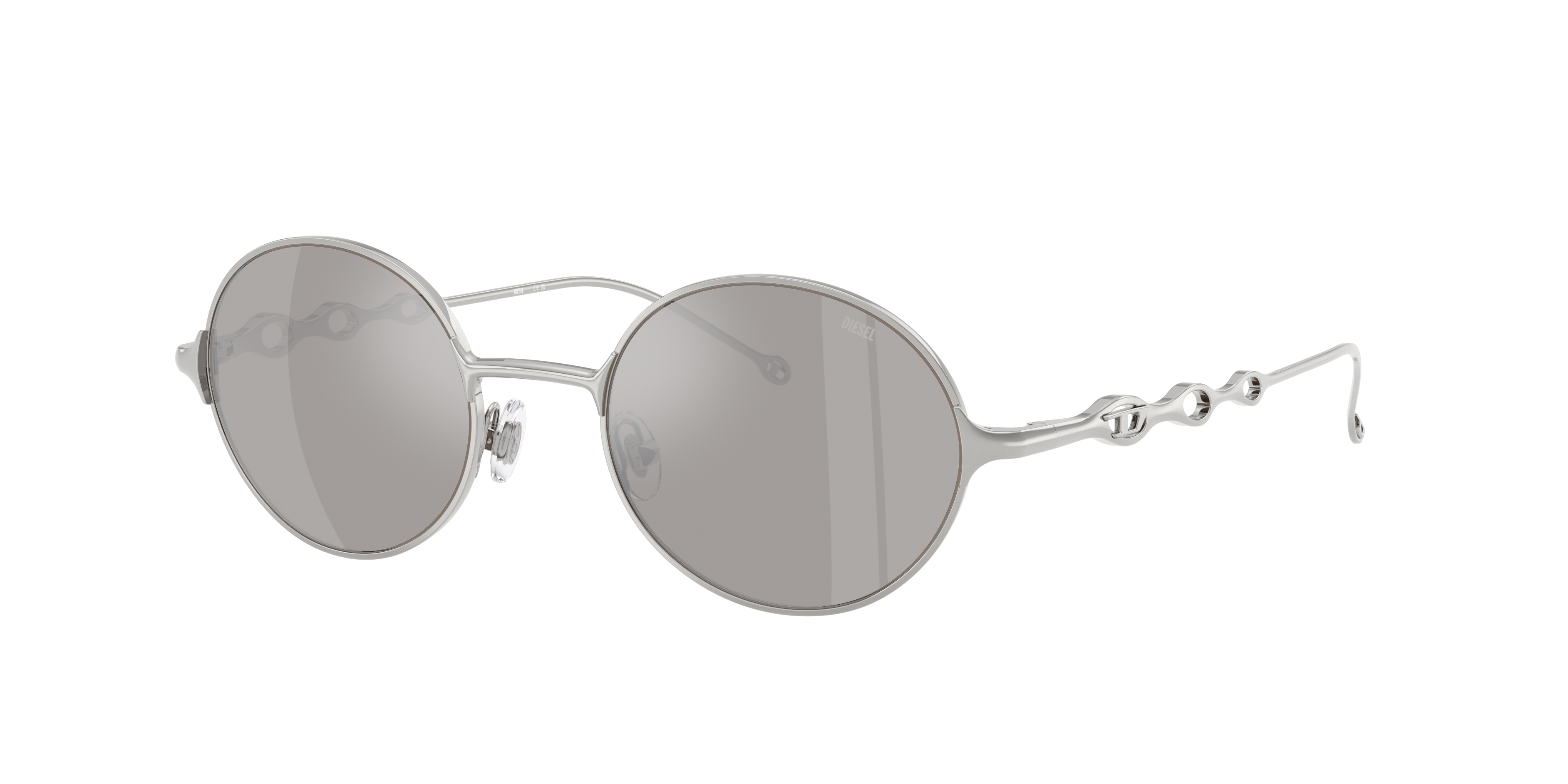 Diesel Unisex Sunglass DL1008 -  Frame color: Shiny Silver, Lens color: Mirror Silver
