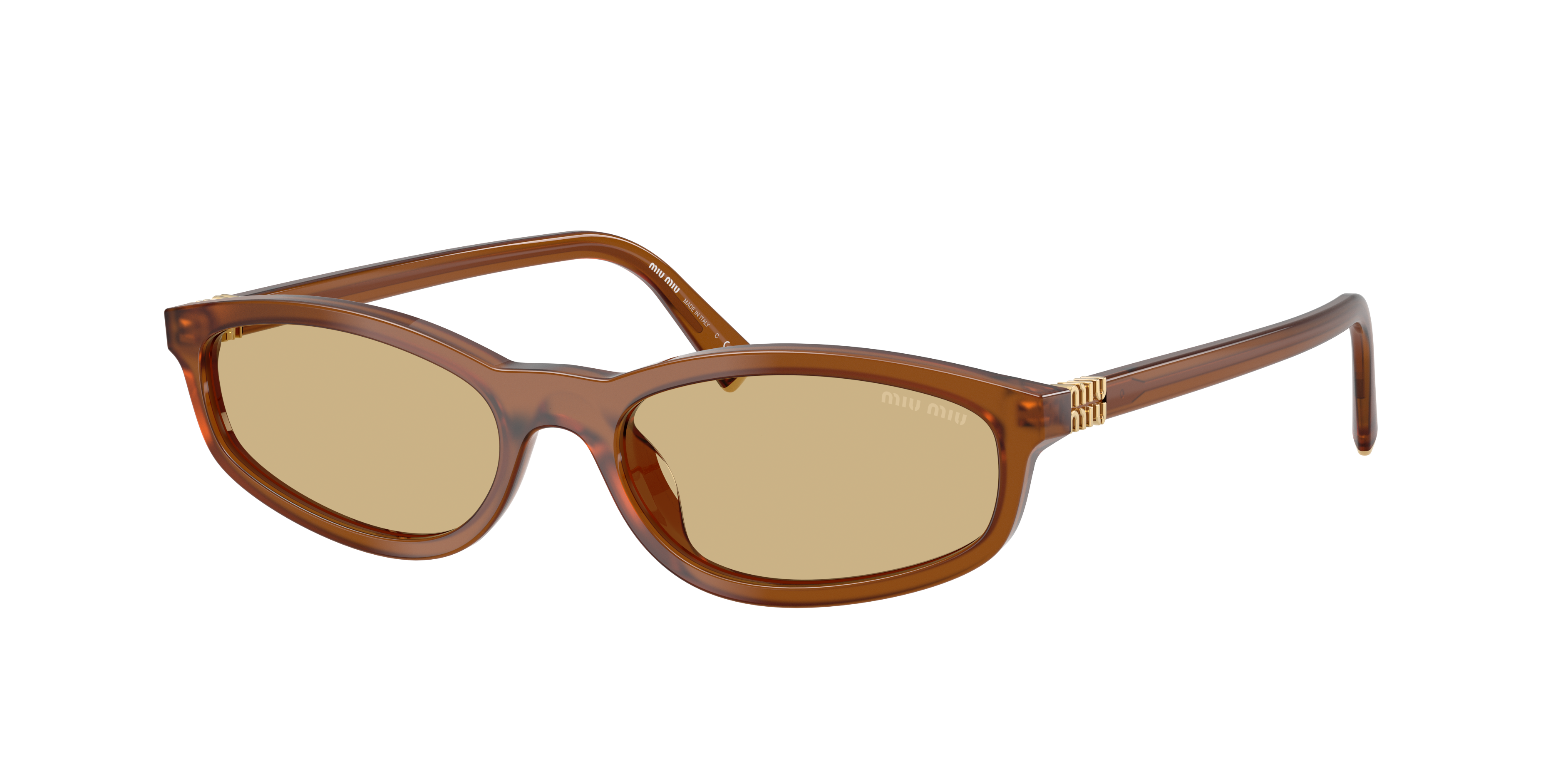 Miu Miu Woman Sunglass MU A06S -  Frame color: Opaline Amber, Lens color: Yellow
