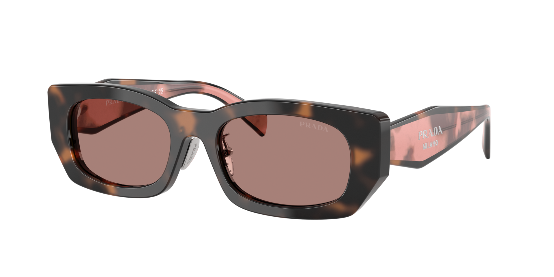 Prada Woman Sunglass PR B05SF -  Frame color: Mauve Tortoise, Lens color: Light Brown