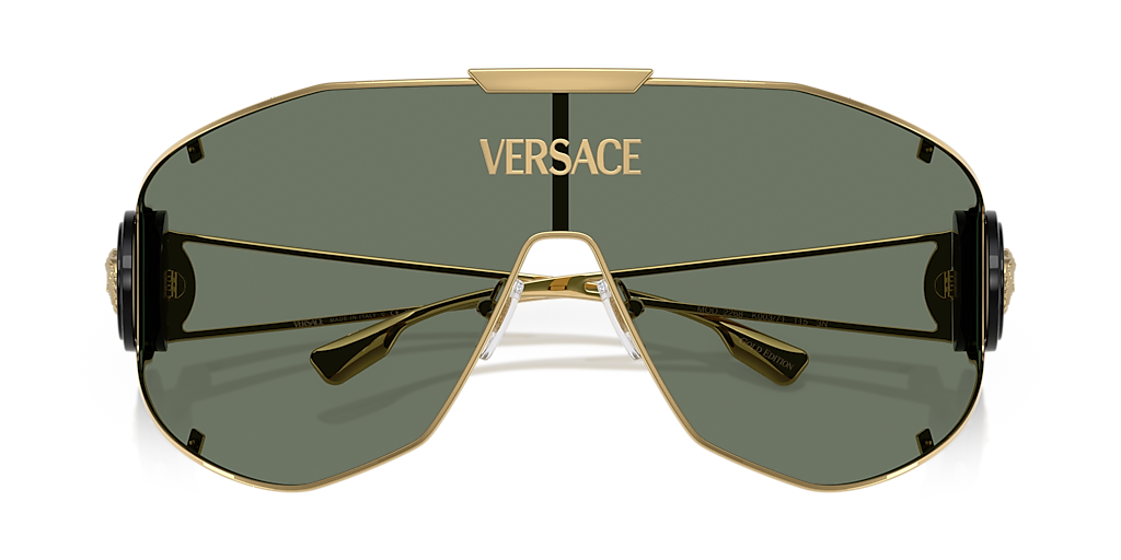 VERSACE VE2268 Gold - Men Luxury Sunglasses, Dark Green Lens