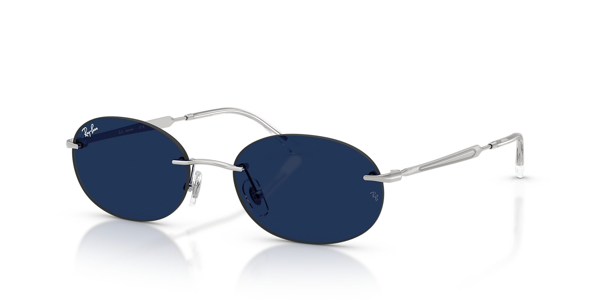 RAY-BAN RB3767 Transitions Color Touch Lenses Silver - Unisex Sunglasses, Sapphire Lens