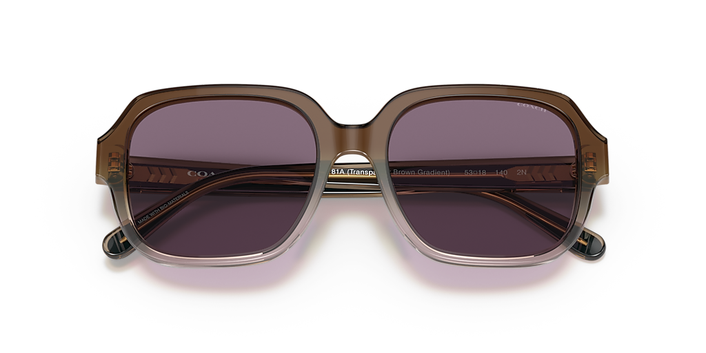 COACH HC8335U C7989 Transparent Brown Gradient - Women Luxury Sunglasses, Violet Solid Lens