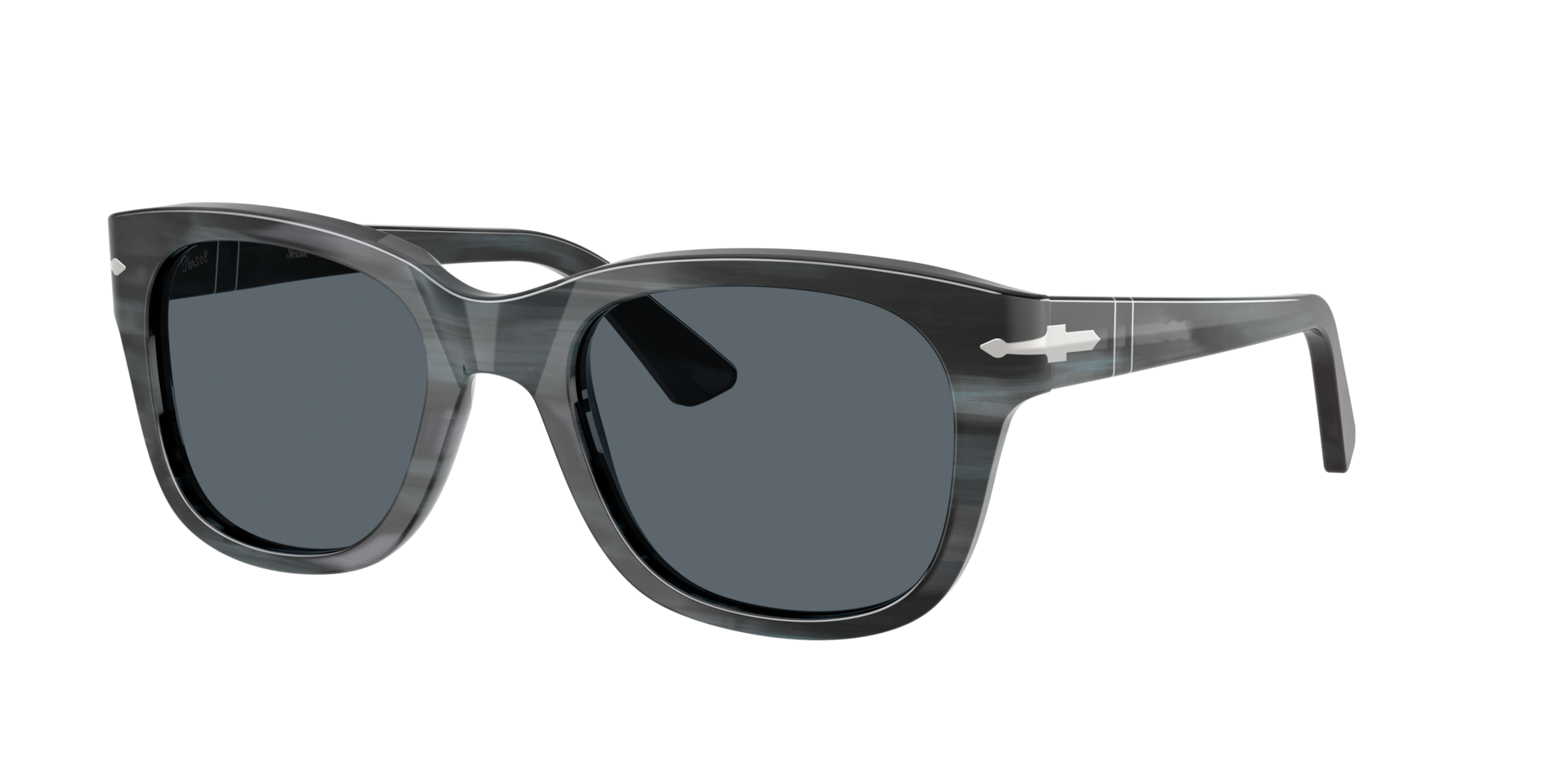 Persol Unisex Sunglass PO3372S -  Frame color: Striped Grey, Lens color: Blue
