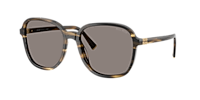 MIU MIU MU B01S Striped Tobacco - Women Luxury Sunglasses, Yellow Lens