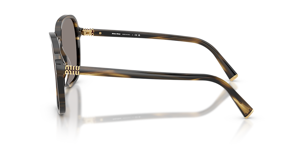 MIU MIU MU B01S Striped Loden - Women Luxury Sunglasses, Dark Grey Lens