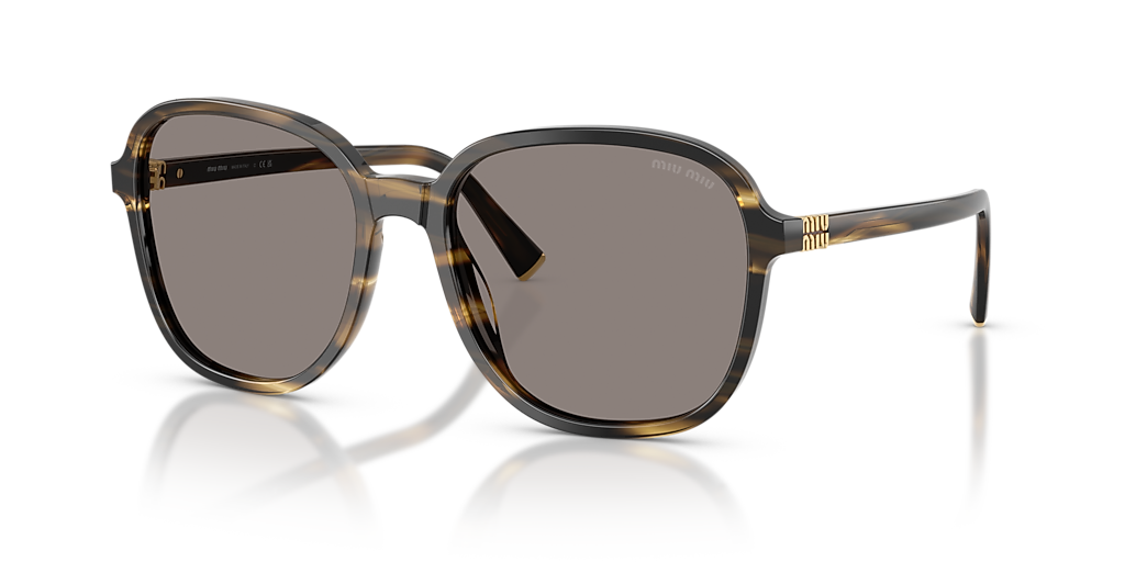 MIU MIU MU B01S Striped Loden - Women Luxury Sunglasses, Dark Grey Lens