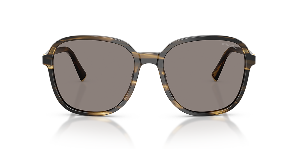 MIU MIU MU B01S Striped Loden - Women Luxury Sunglasses, Dark Grey Lens