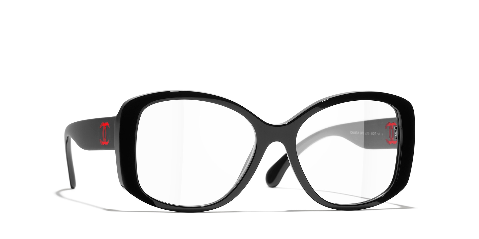 Chanel Woman Sunglass Butterfly Eyeglasses CH3476 -  Frame color: Black, Lens color: Demo Lens