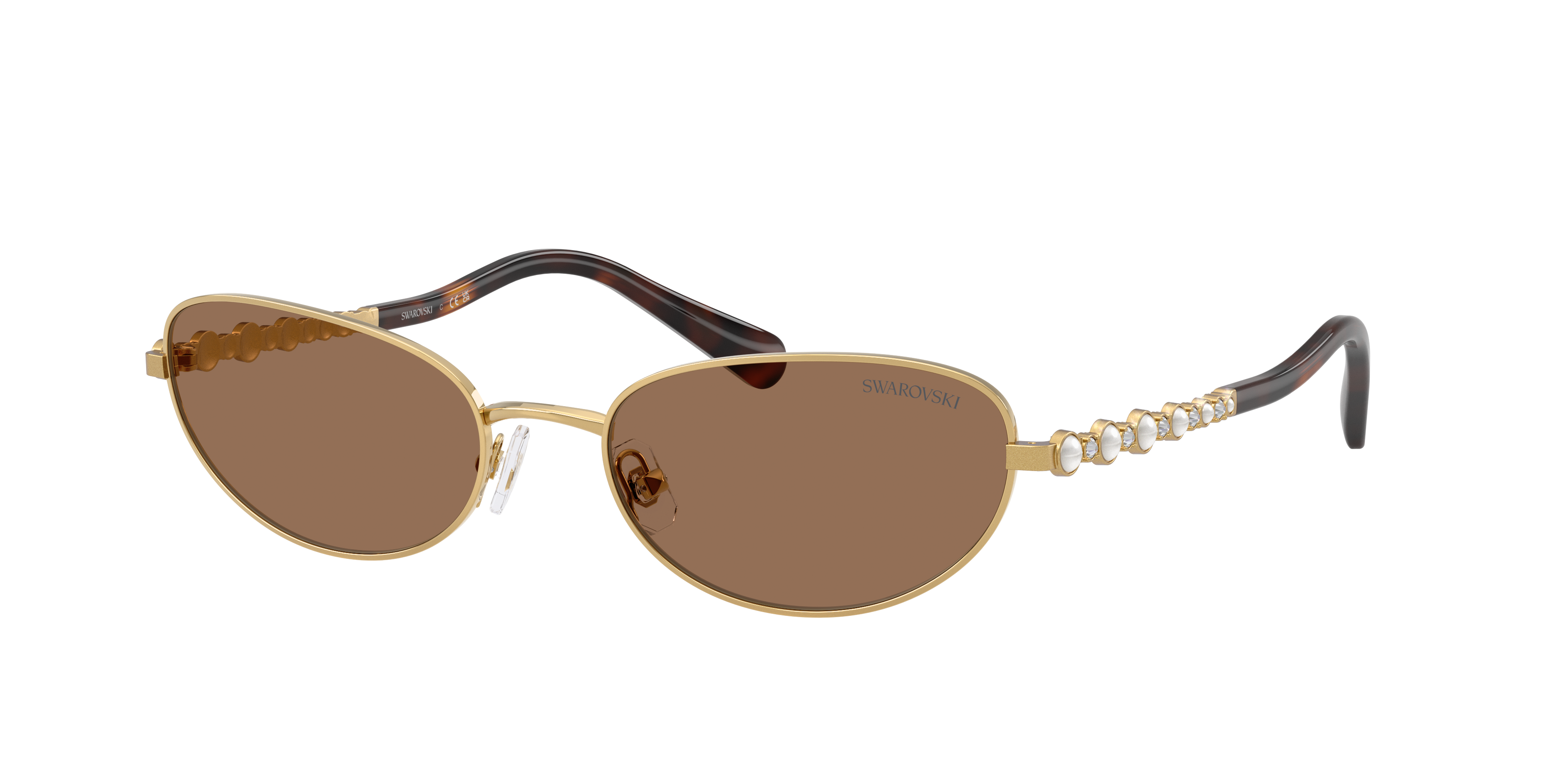 Swarovski Woman Sunglass SK7044 -  Frame color: Gold, Lens color: Dark Brown