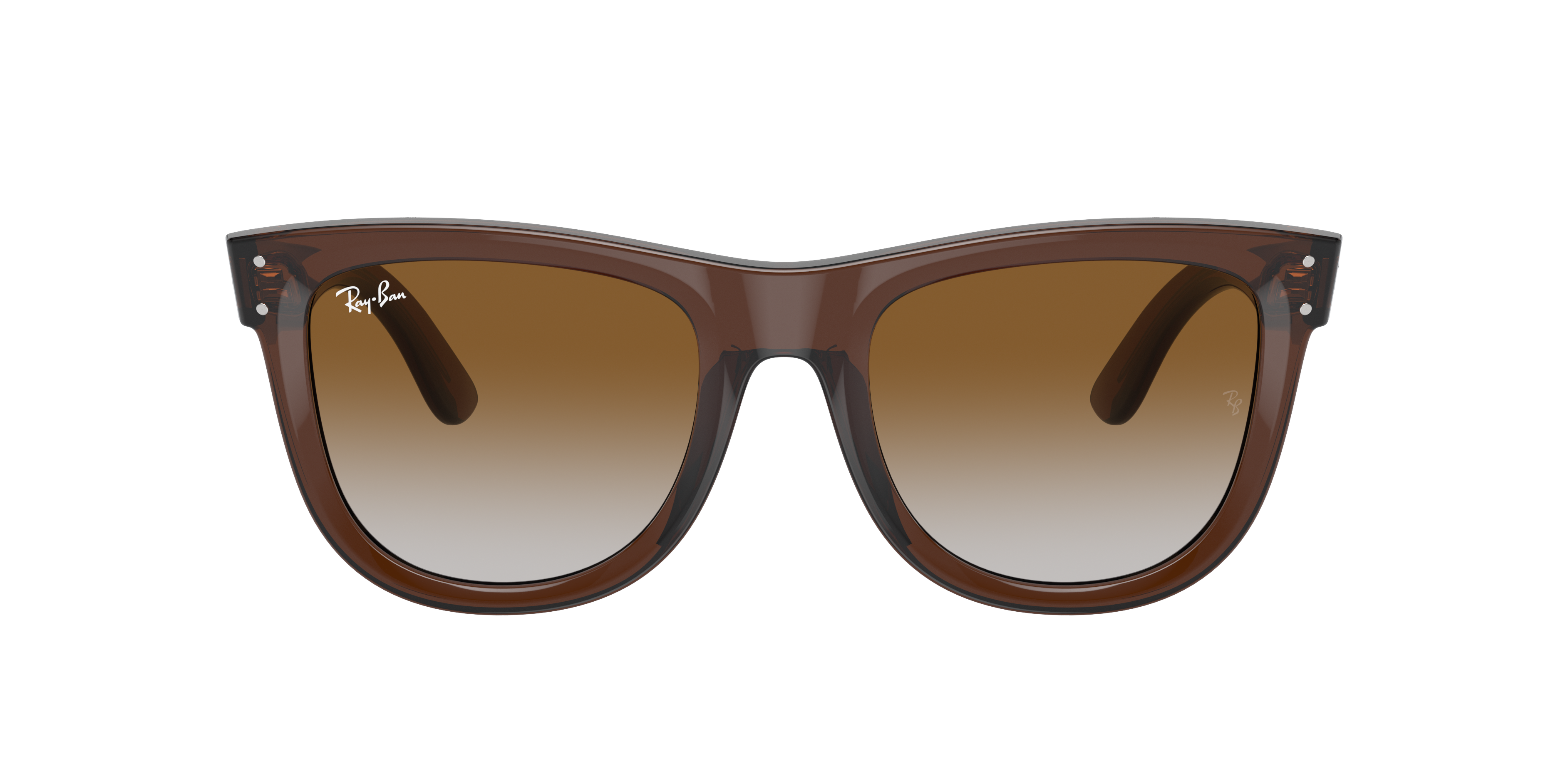Ray Ban New Wayfarer Classic Sunglasses Brown On Transparent Brown Frame Brown Lenses Polarized 58-18 In Brown