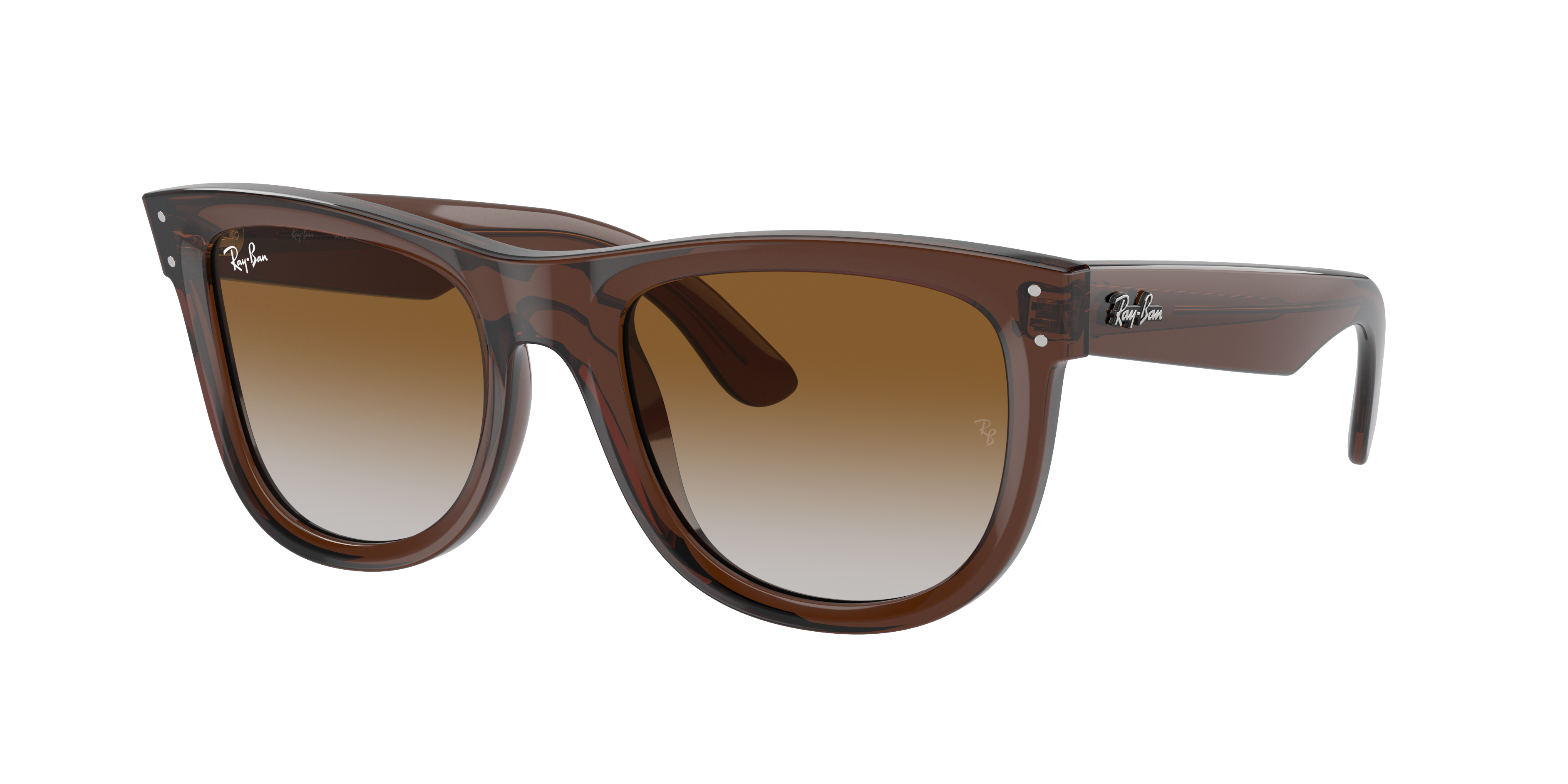 Ray Ban New Wayfarer Classic Sunglasses Brown On Transparent Brown Frame Brown Lenses Polarized 58-18 In Brown