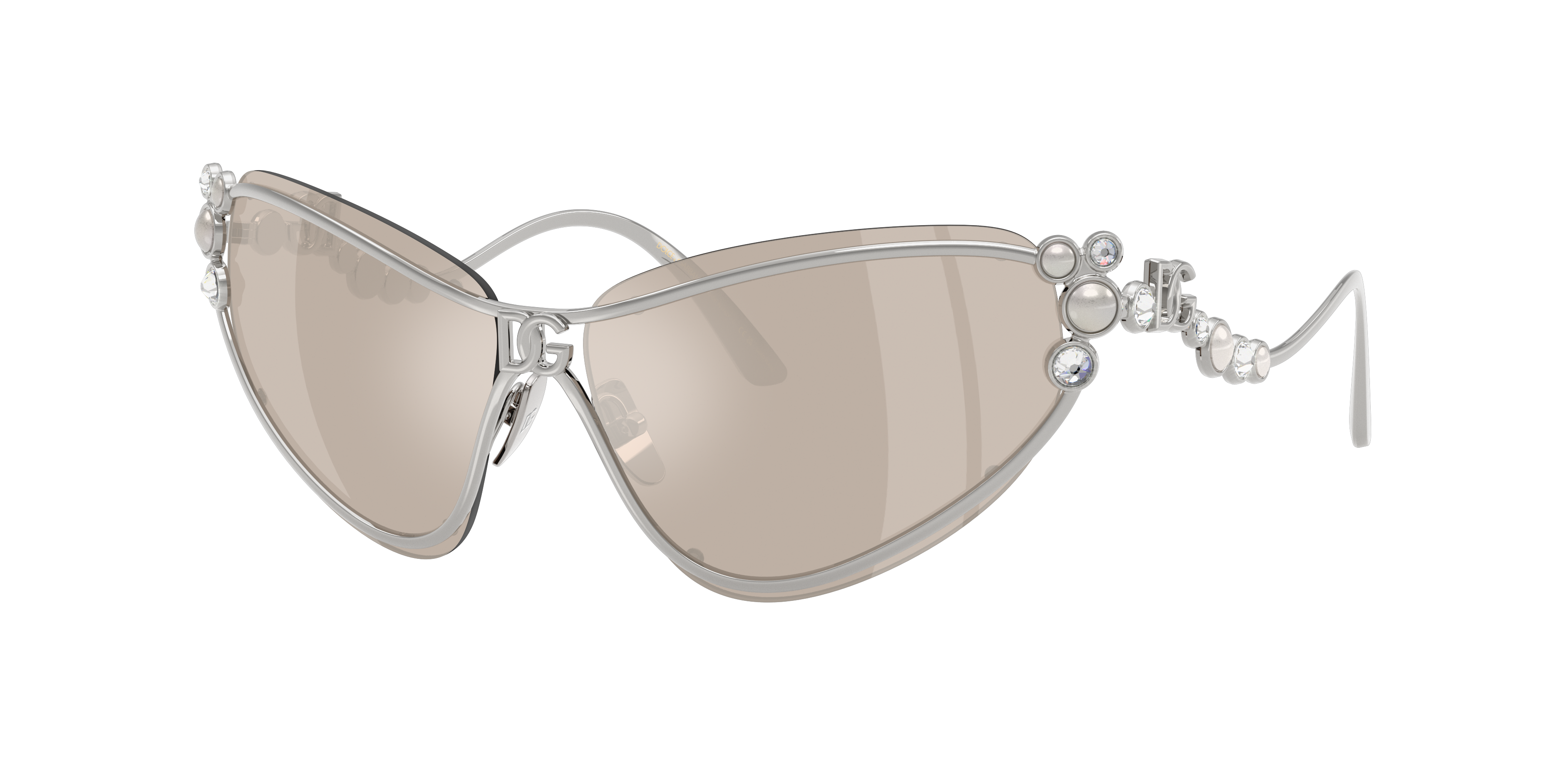 Dolce&Gabbana Woman Sunglass DG2322BH -  Frame color: White Gold Plated, Lens color: Clear Mirror Real White Gold