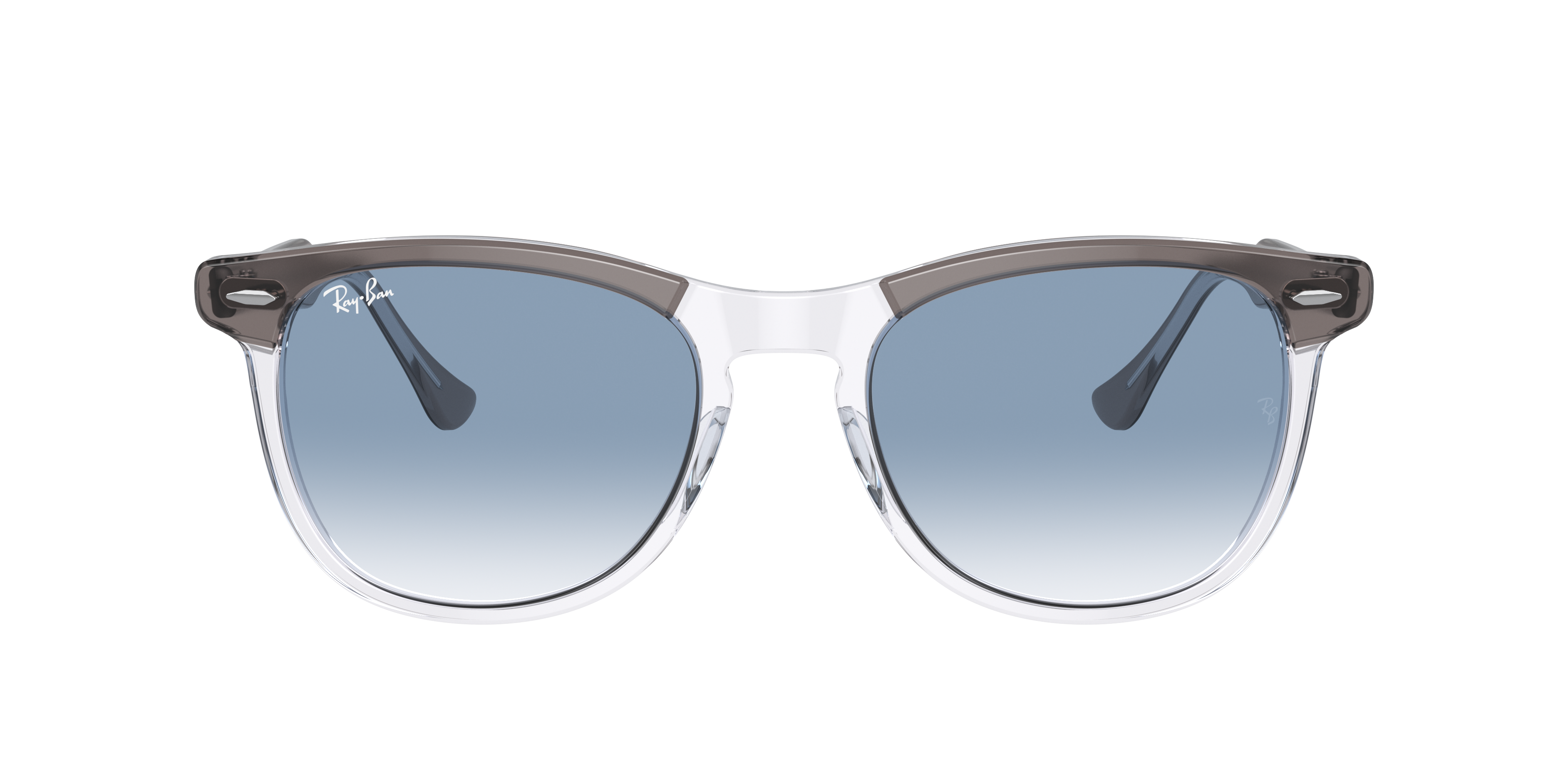 Ray Ban Hawkeye Sunglasses Grey On Transparent Frame Blue Lenses 54-21 In Blue