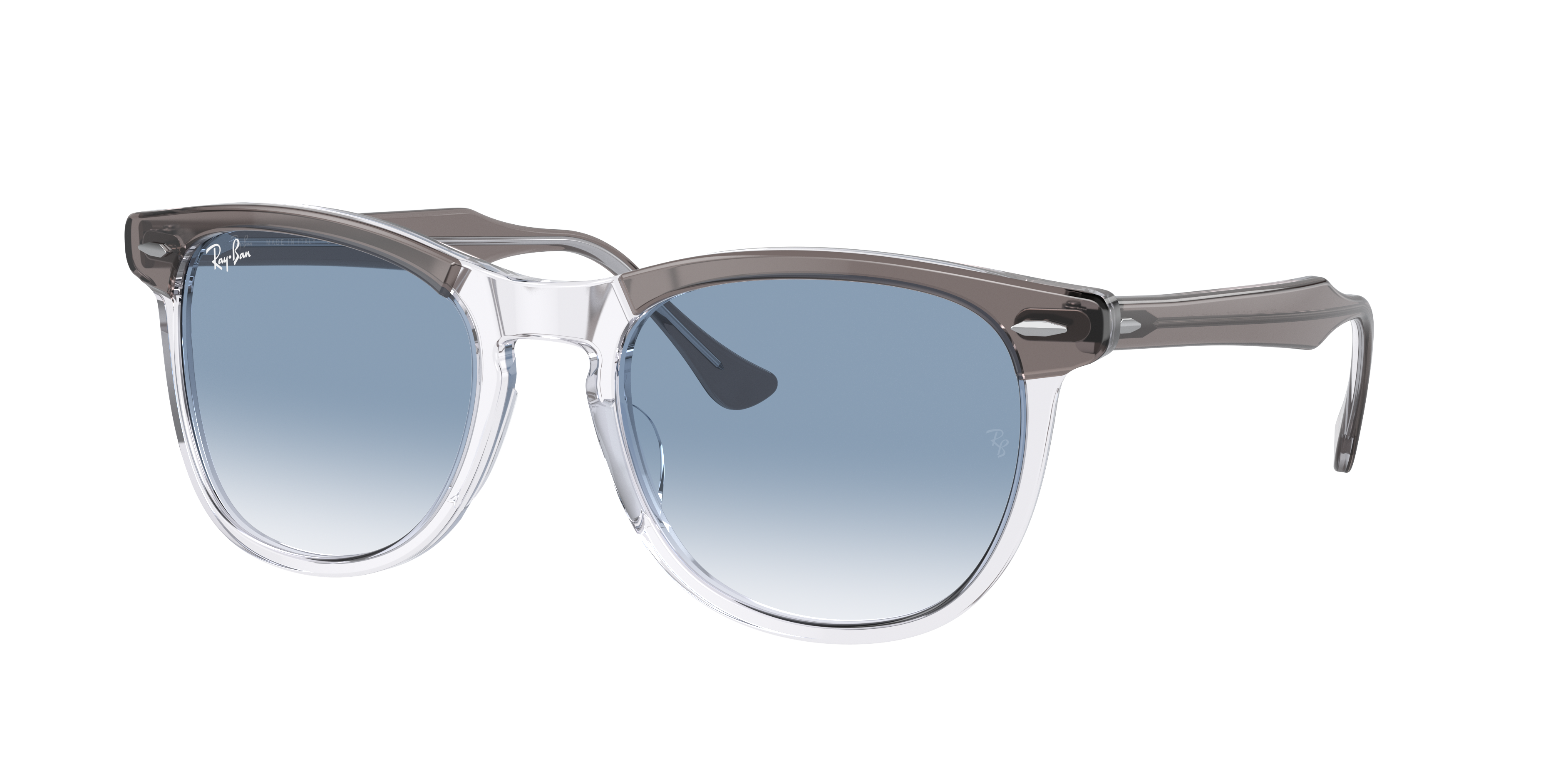 Ray Ban Hawkeye Sunglasses Grey On Transparent Frame Blue Lenses 54-21 In Blue