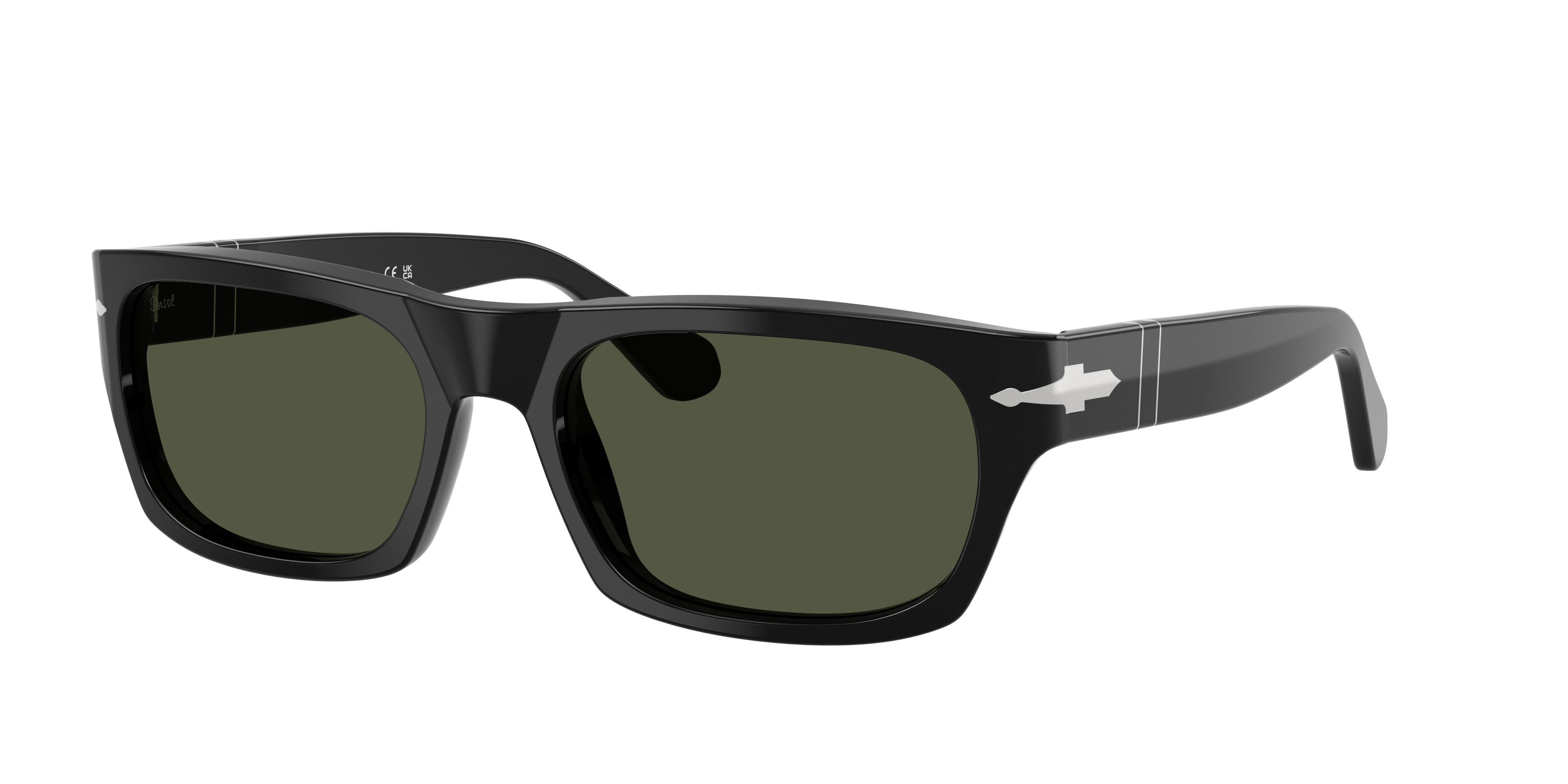 Persol Unisex Sunglass PO3398S -  Frame color: Black, Lens color: Green