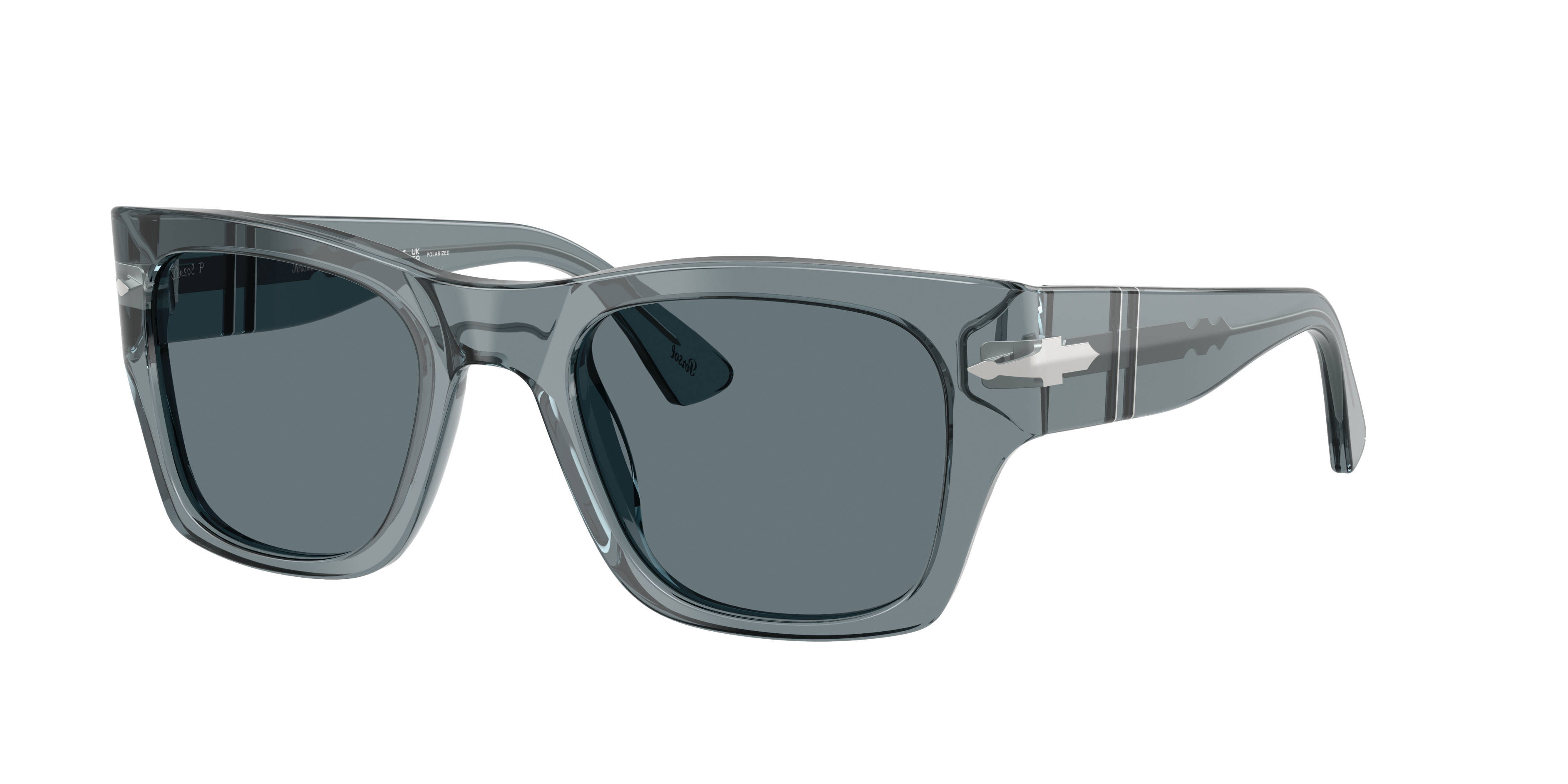 Persol Unisex Sunglass PO3384S -  Frame color: Transparent Ocean, Lens color: Dark Blue Polarized