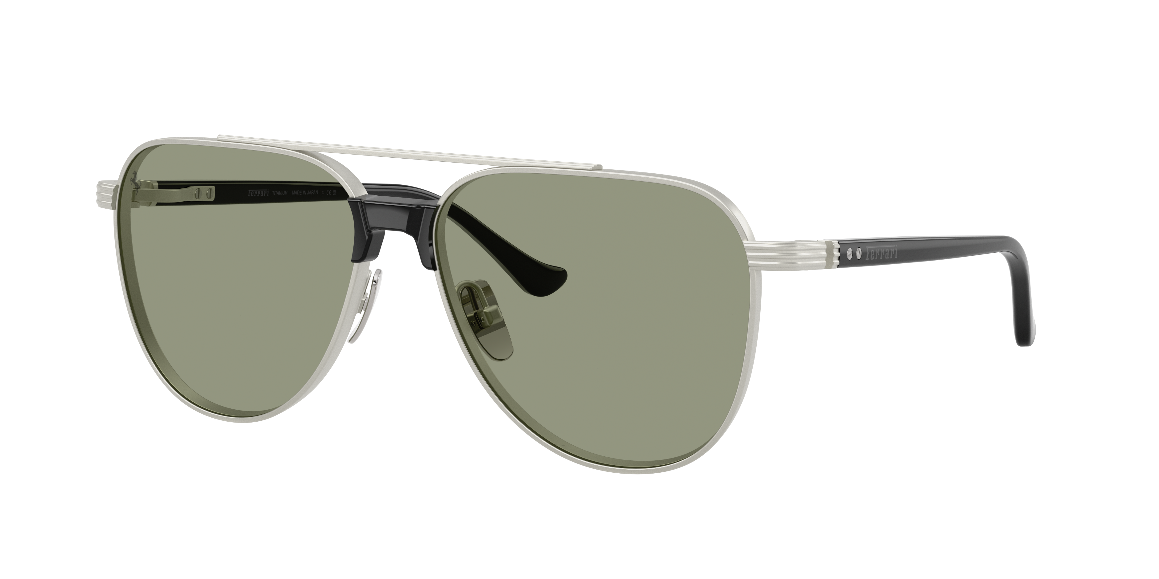 Ferrari Man Sunglass FH1028T -  Frame color: Silver Matte, Lens color: Dark Green/Red